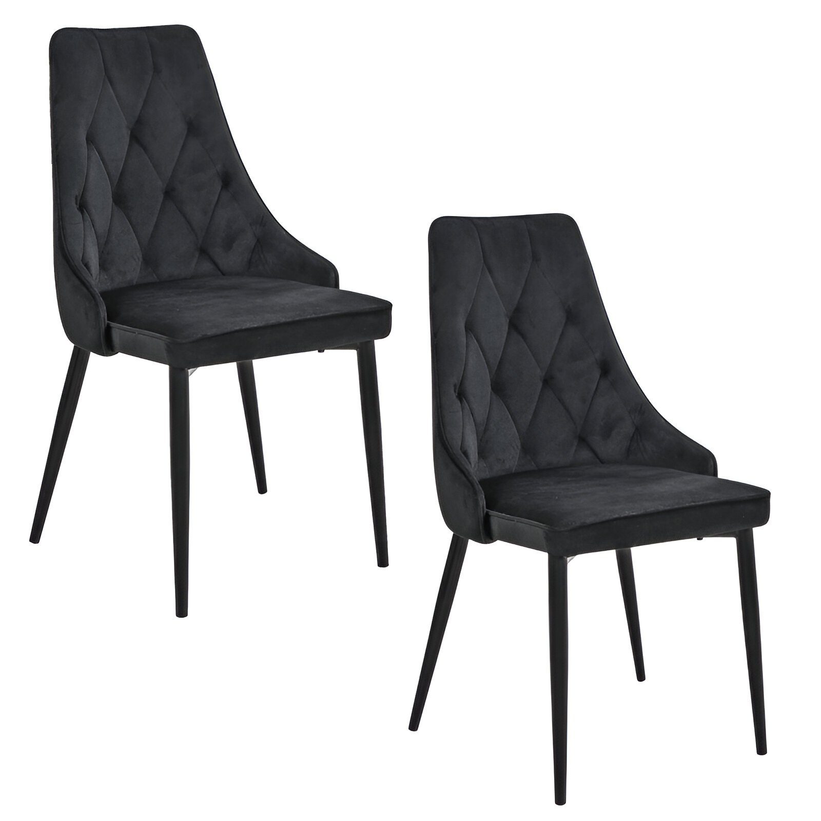 Esszimmerstuhl 2er Set Wohnzimmerstuhl Stuhl, Samt mit Metallbeinen, elegant