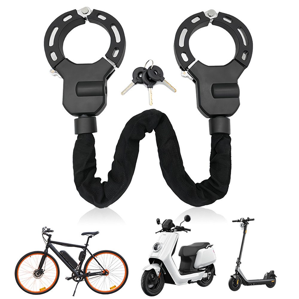 PFCTART Kettenschloss Kettenschloss für E-Scooter & Fahrrad, 90 cm Gesamtlänge (Set, 1-tlg., 360° drehbarer Schlosskopf, Kratzschutz, inkl. 3 Schlüssel), Anti-Bohr & Anti-Säge, IPX8 wasserdicht, legierter Stahl