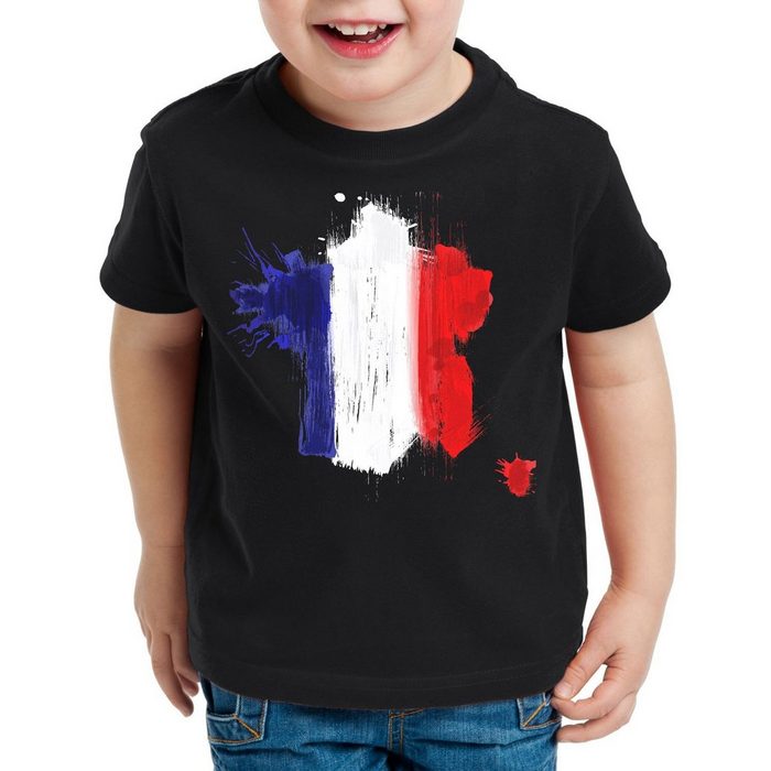 style3 Print-Shirt Kinder T-Shirt Flagge Frankreich Fußball Sport France WM EM Fahne