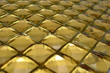 Mosani Glas Wandfliese Quadratisches Glasmosaik Crystal Mosaikfliesen / 10 Mosaikmatten, Gold, Dekorativer Wandverblender