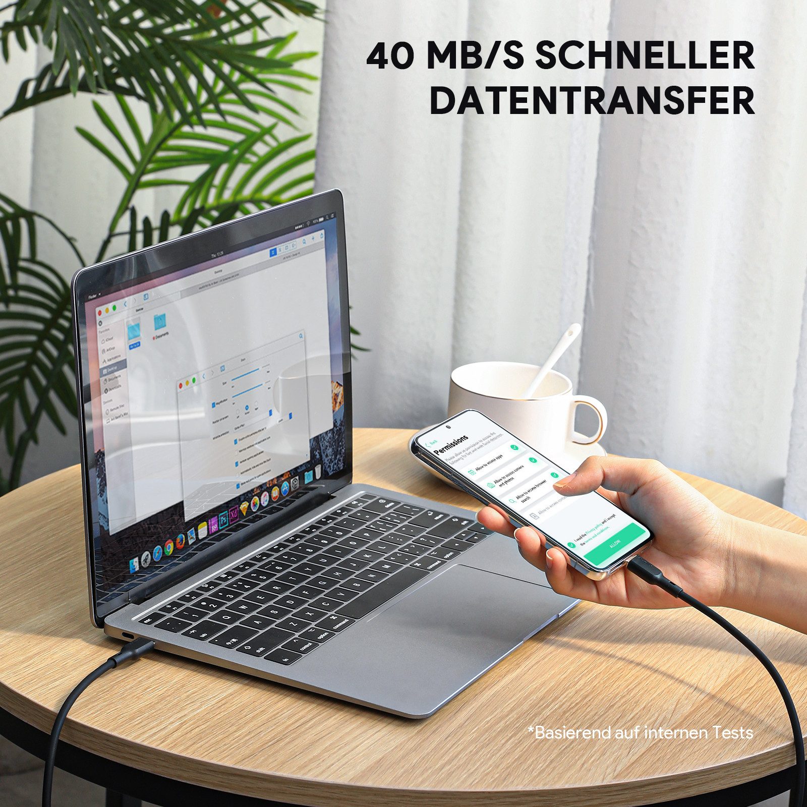AUKEY CB-SCC101 USB-Kabel, USB-C 2.0, Handy Ladekabel, für iPhone, Android Handy, McBook, Windows Laptop