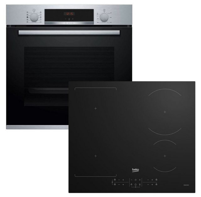 BOSCH Backofen-Set Herdset Bosch Einbau-Backofen mit Beko Induktionskochfeld 60 cm autark