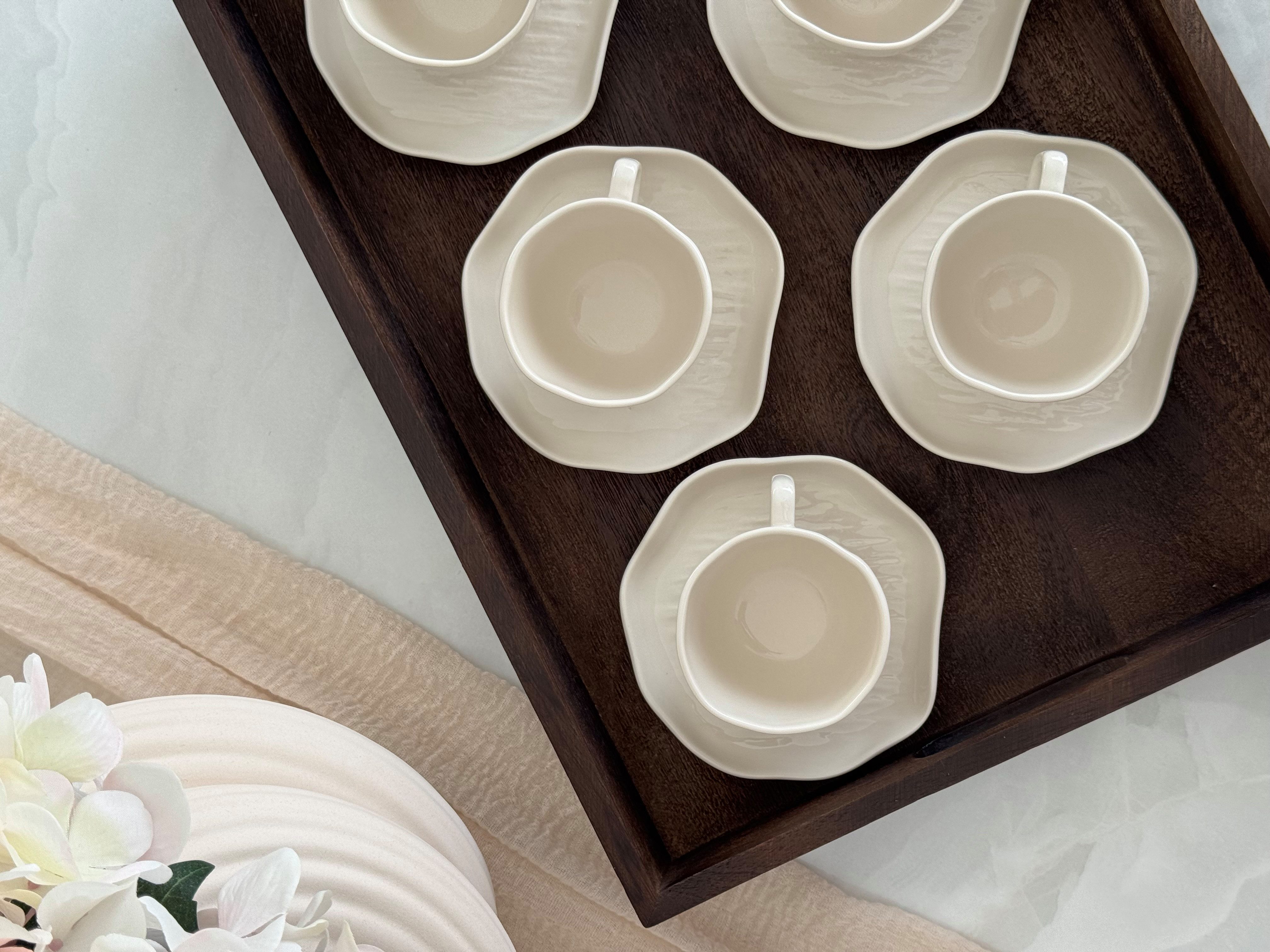 EKA Kaffeeservice Cermico Beige Mokka-Set (12-tlg), Porzellan – Bild 2 von 2