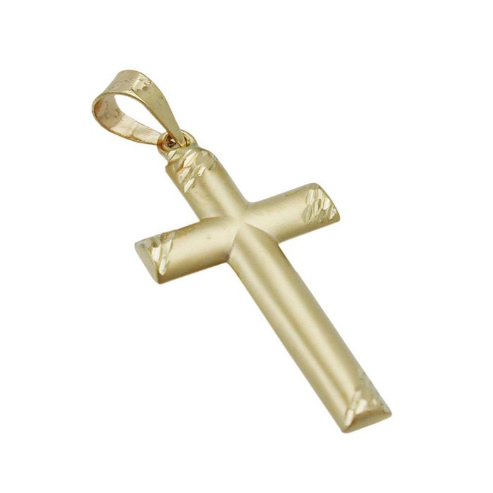 Gallay Kreuzanhänger Anhänger Kreuz diamantiert 9Kt GOLD Goldschmuck für Damen