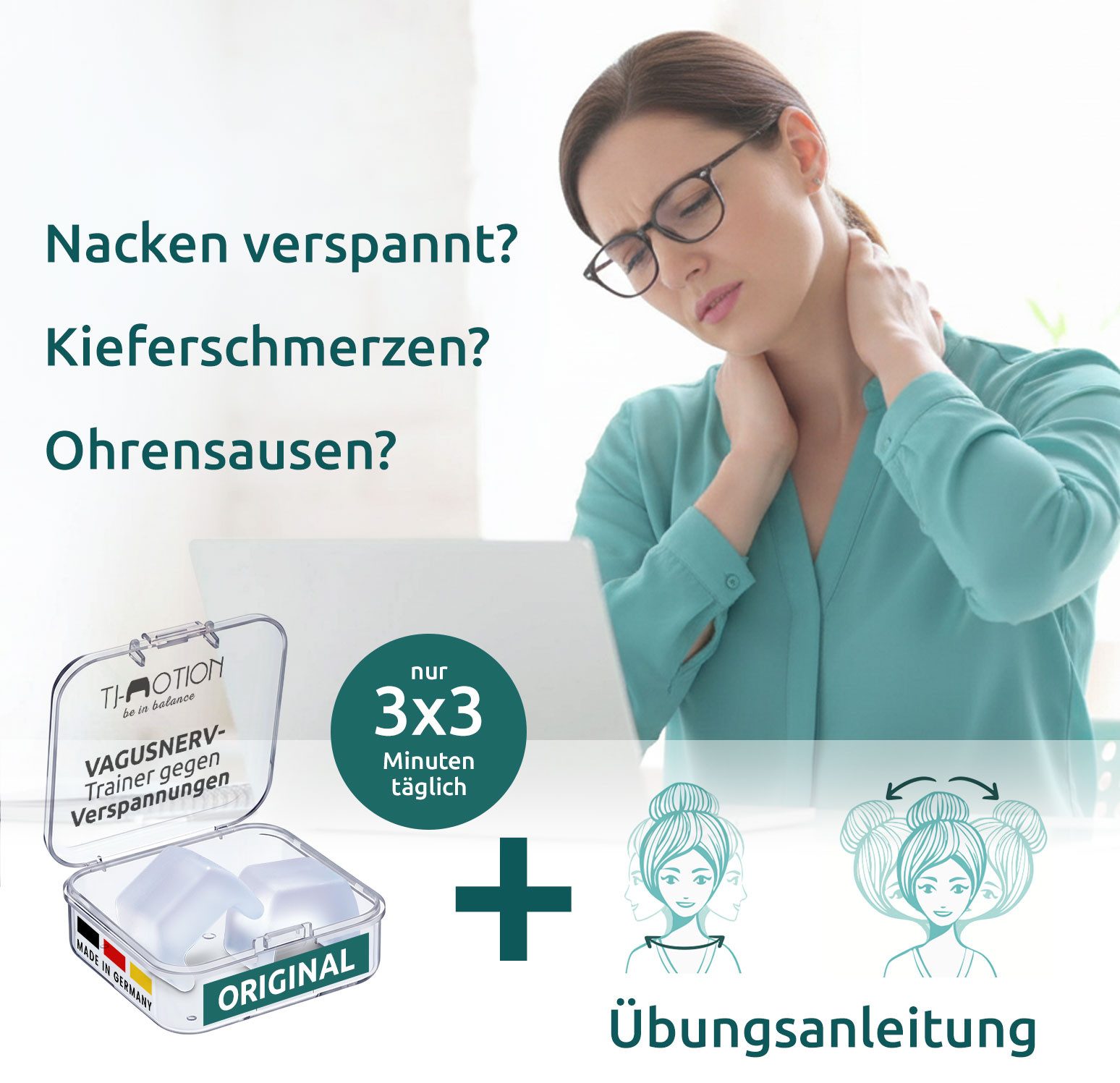 TJ-MOTION be in balance Gesichtsmassagegerät TJ-Motion be in balance – Sanfte Entlastung für Kiefer, Nacken, 1-tlg., Bekannt aus „Die Höhle der Löwen“