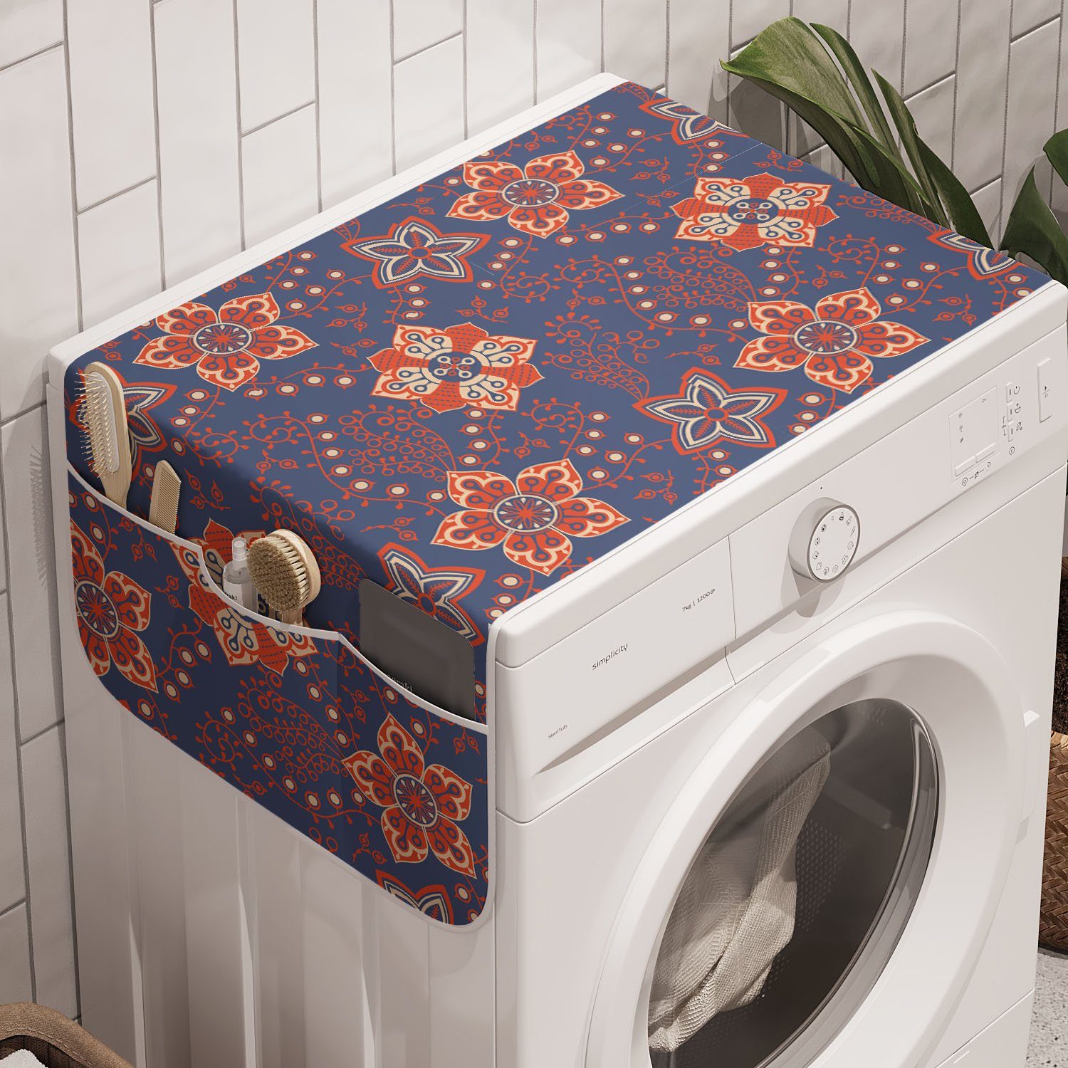 und Abakuhaus Waschmaschine Blumen-Rolle-Wirbel für Badorganizer Trockner, Anti-Rutsch-Stoffabdeckung Blumen