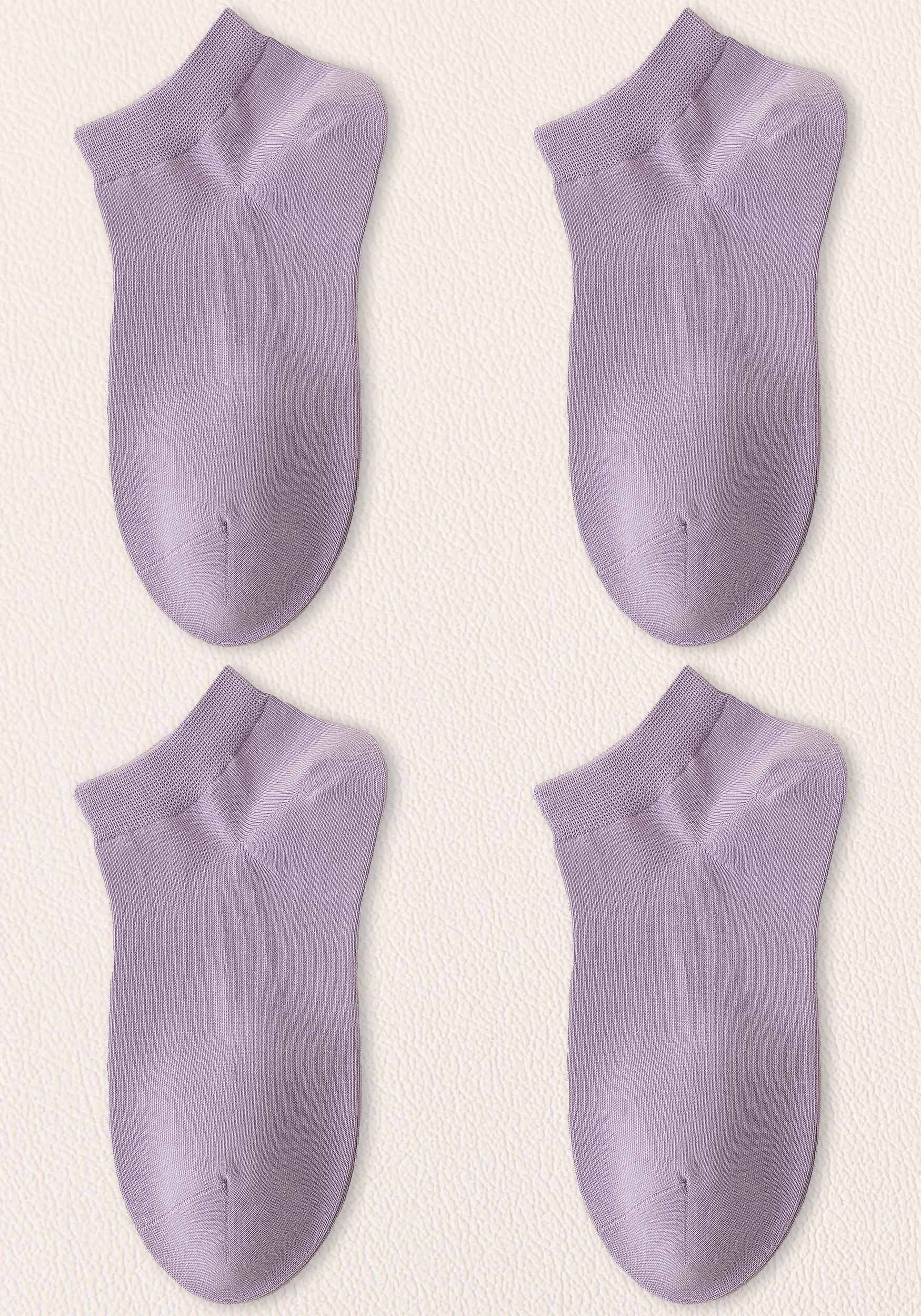 MAGICSHE Freizeitsocken Damen Socken– warm, atmungsaktiv,lange haltbar, kein Verrutschen (4-Paar) Invisible Socken bequem Sneakersocken Lila