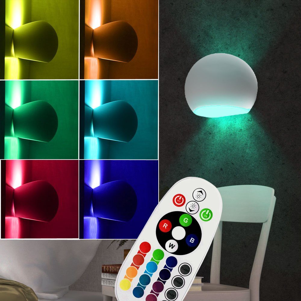 RGB LED Wand Lampe Ess Zimmer Fernbedienung Dimmer Keramik Leuchte bemalbar 