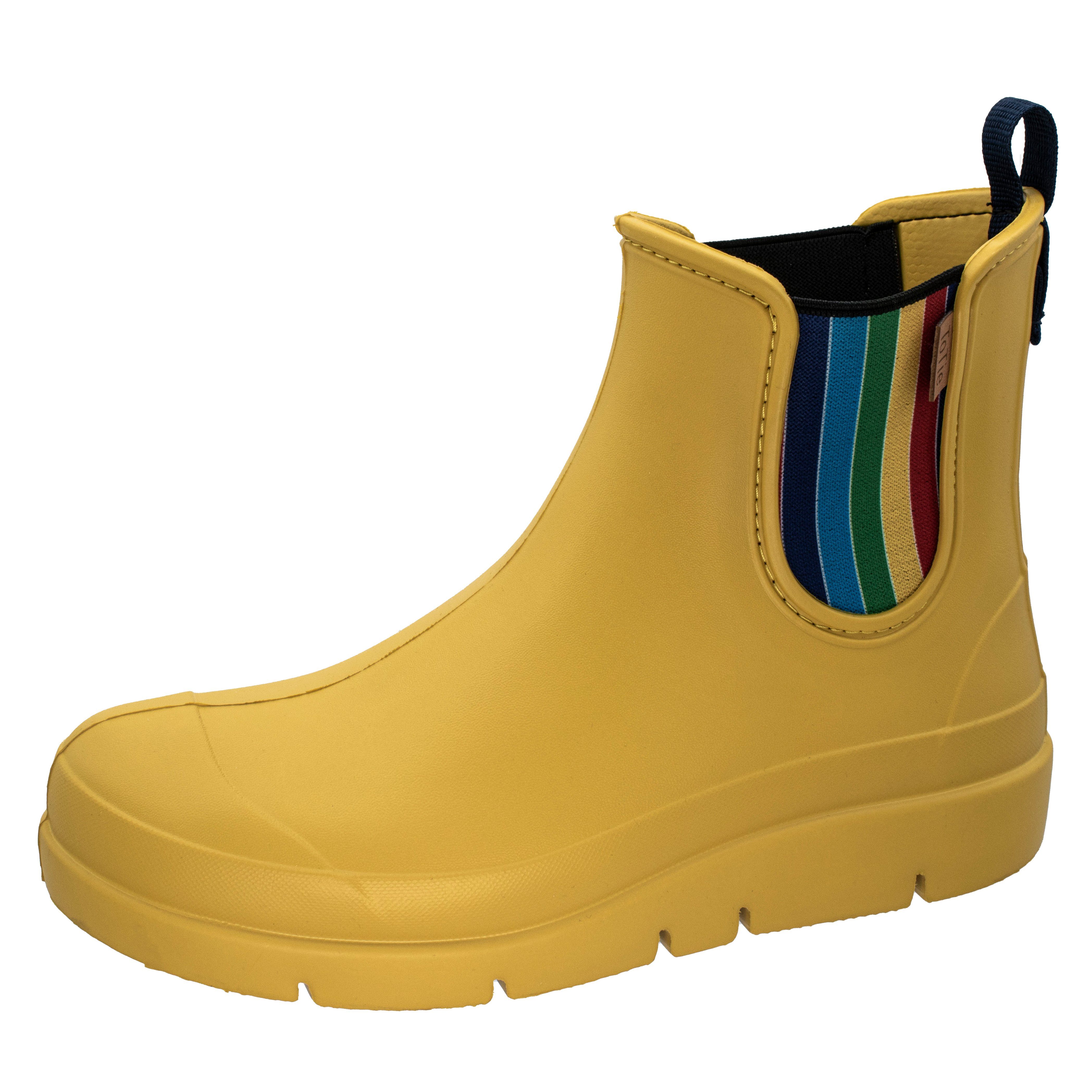 Fischer-Markenschuh Stella Gummistiefelette leicht, Regenbogen-Gummizug, EInlegesohle herausnehmbar, aus EVA