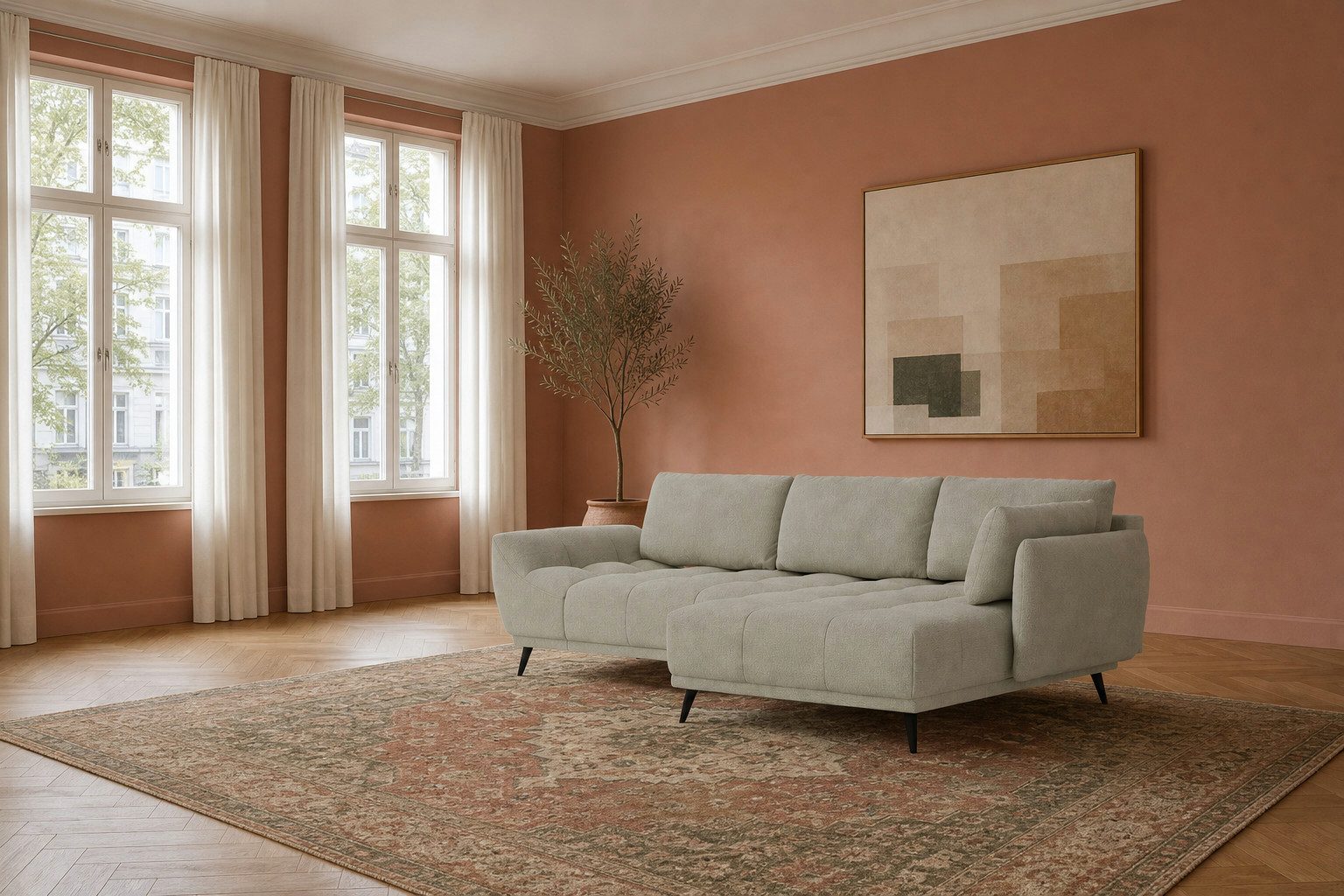 foamnova Schlafsofa Ferrara, mit Recamiere, Maße B 270 × T 169 × H 68 cm, Liegefläche 208 x 130 cm plus Bettkasten für Bettzeug