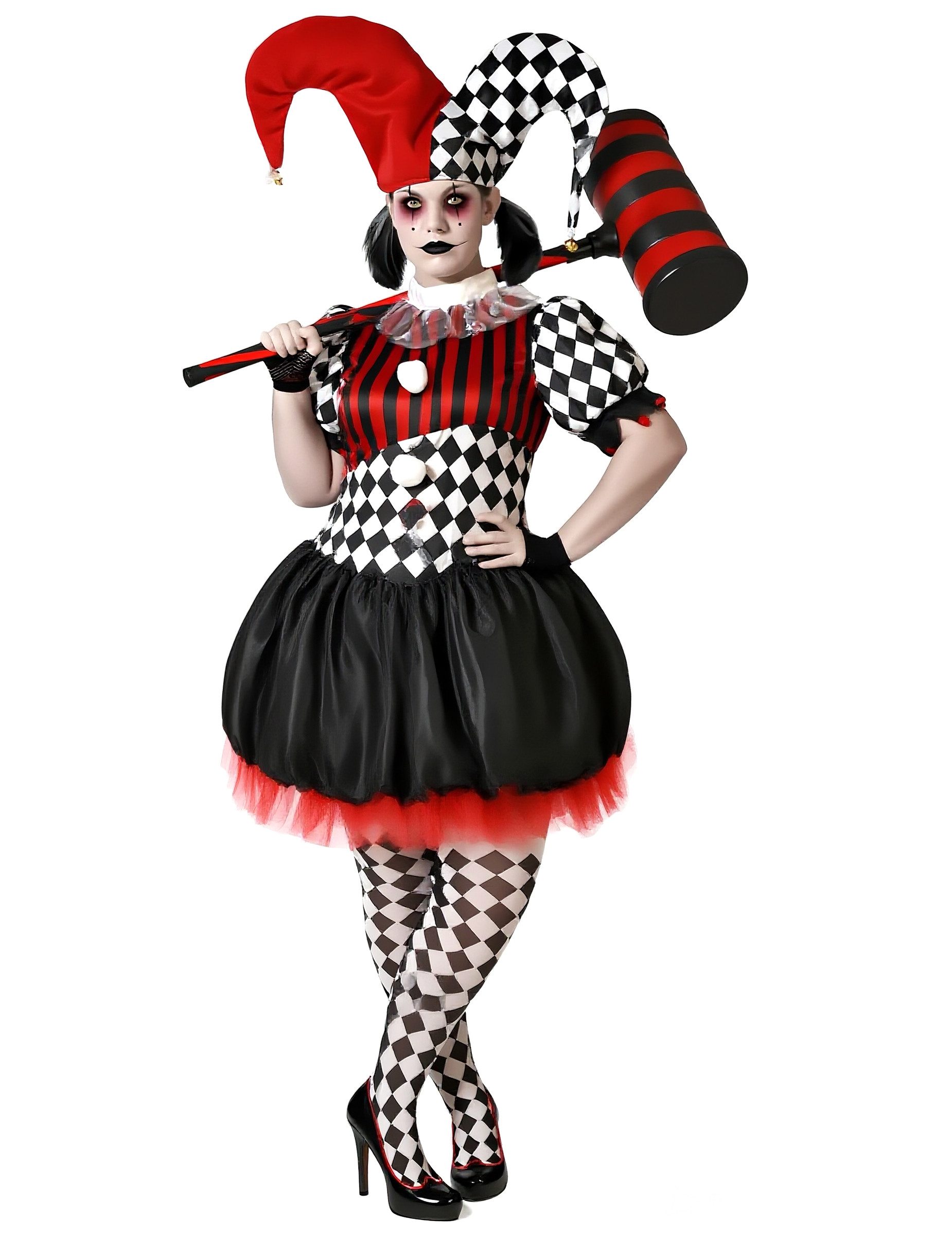 atosa Clown-Kostüm Harlekinkostüm für Damen in plus size