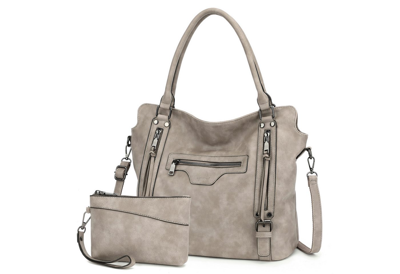 TAN.TOMI Handtasche Damen Shopper - Set Schultertasche Henkeltasche Umhängetasche, Mit abnehmbarem Schultergurt für Büro Schule Einkauf Reise