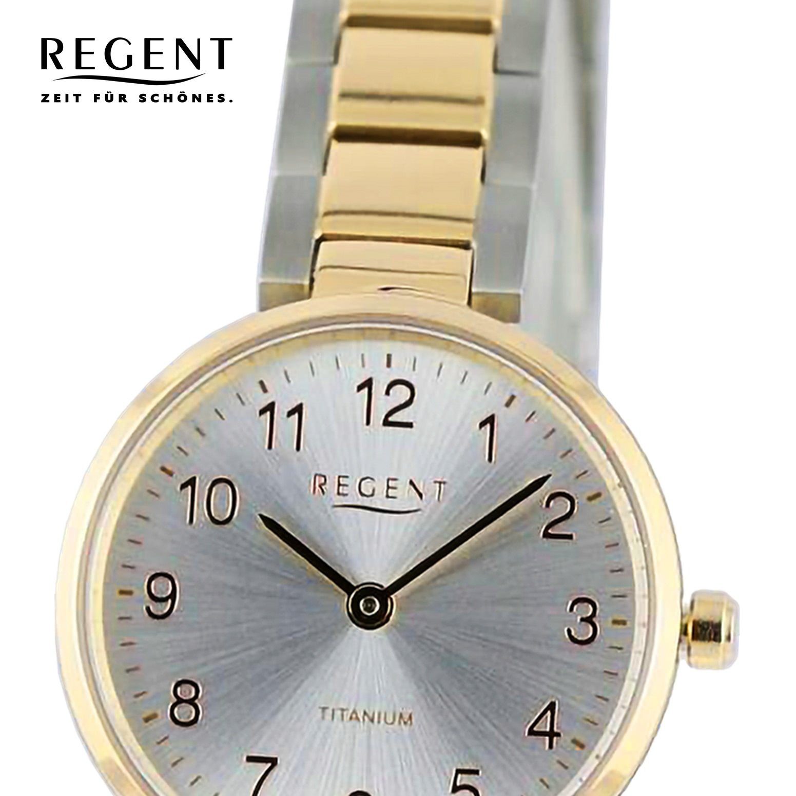 Regent Analog, Armbanduhr Damen Armbanduhr groß (ca. extra rund, Metallarmband Damen Quarzuhr Regent 26mm),