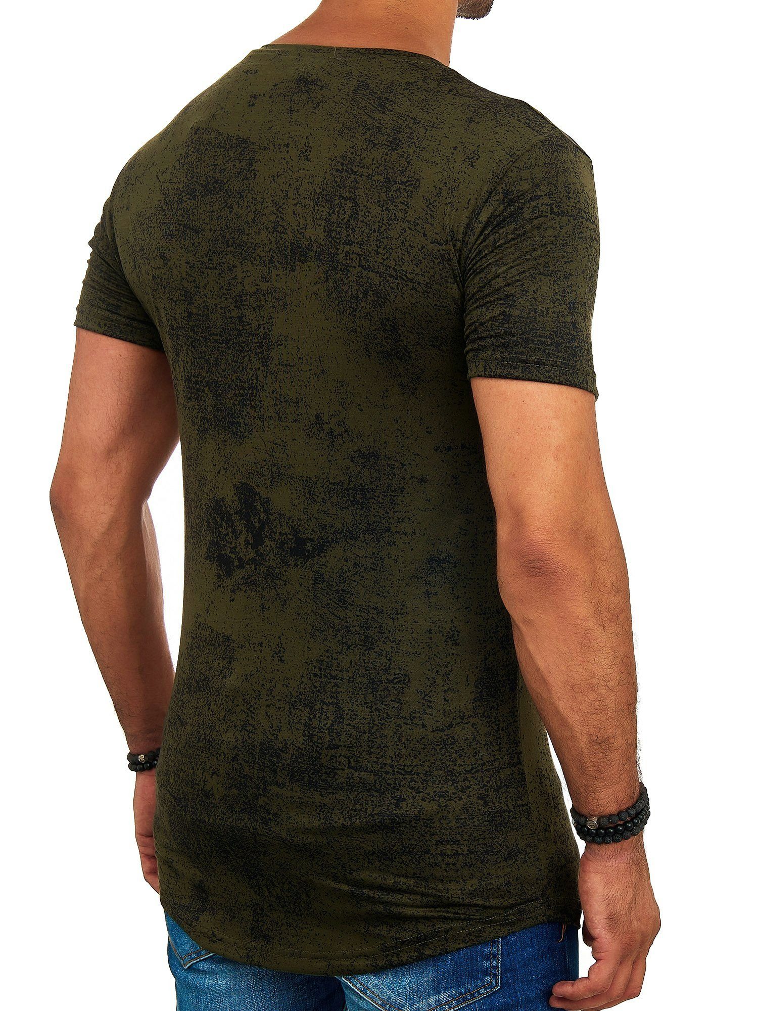 Grün Kurzarmshirt Tee, Polo TS-1539 Casual Freizeit OneRedox (Shirt 1-tlg) T-Shirt Fitness