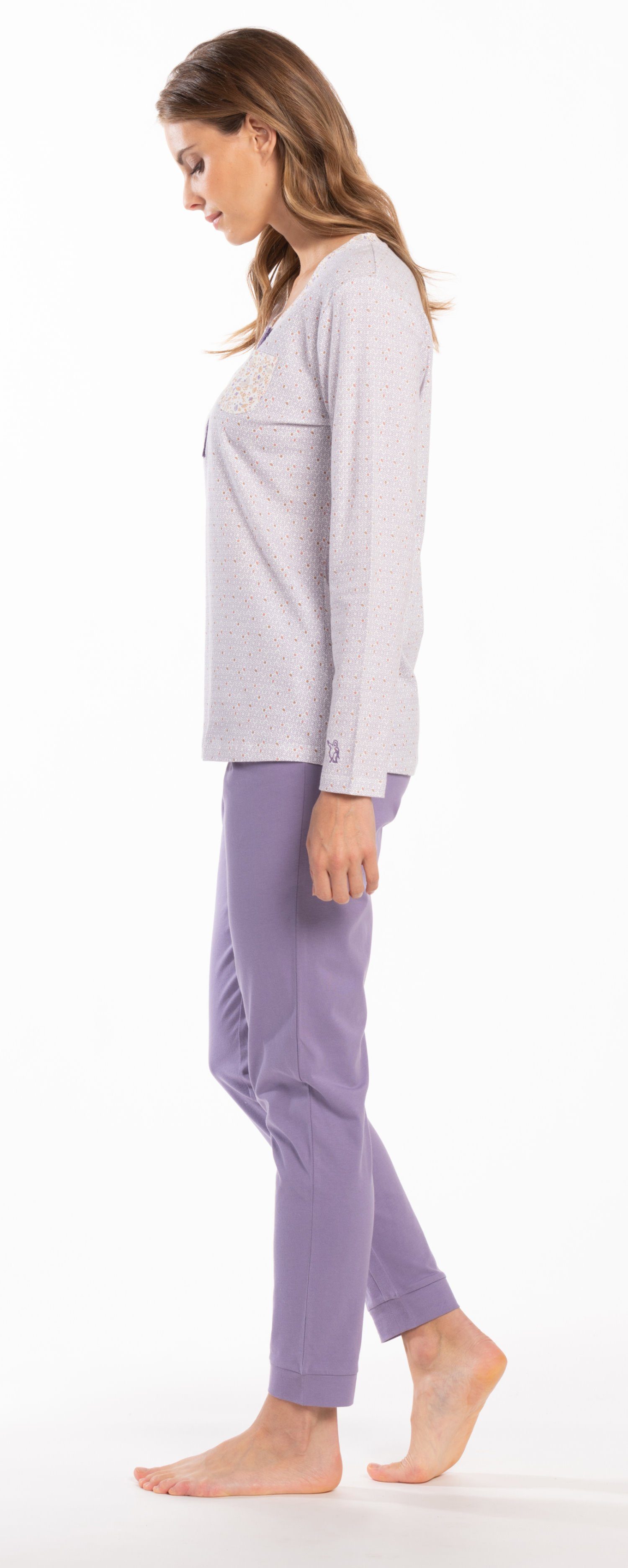 Eskimo Schlafanzug Damen Pyjama lang (2 tlg) Baumwolle
