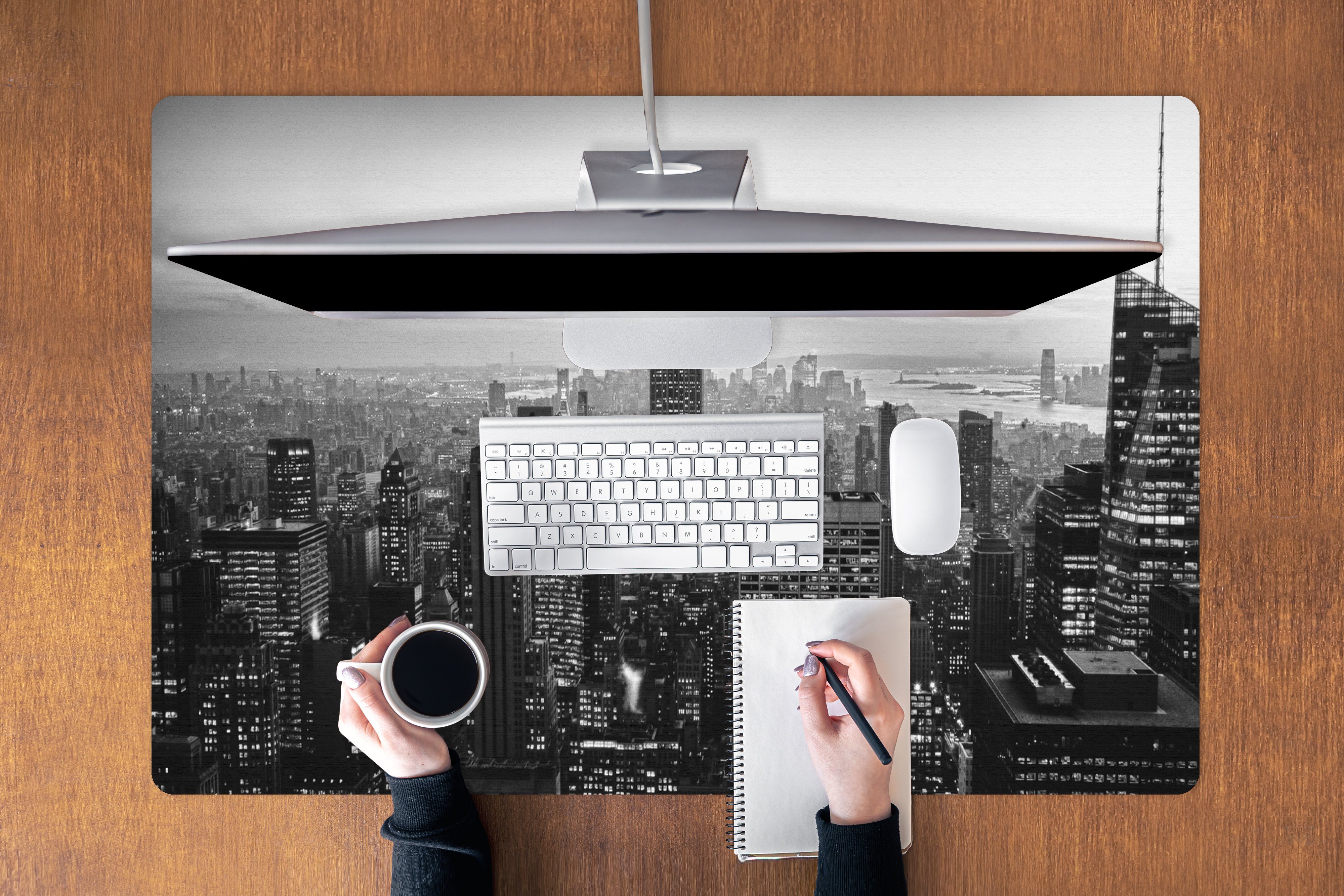MuchoWow Mauspad New York City Schwarz-Weiß-Fotodruck (1-St), Mousepad XXL für Tastatur und Maus, Gaming Setup, Desk Mat, 120x80 cm
