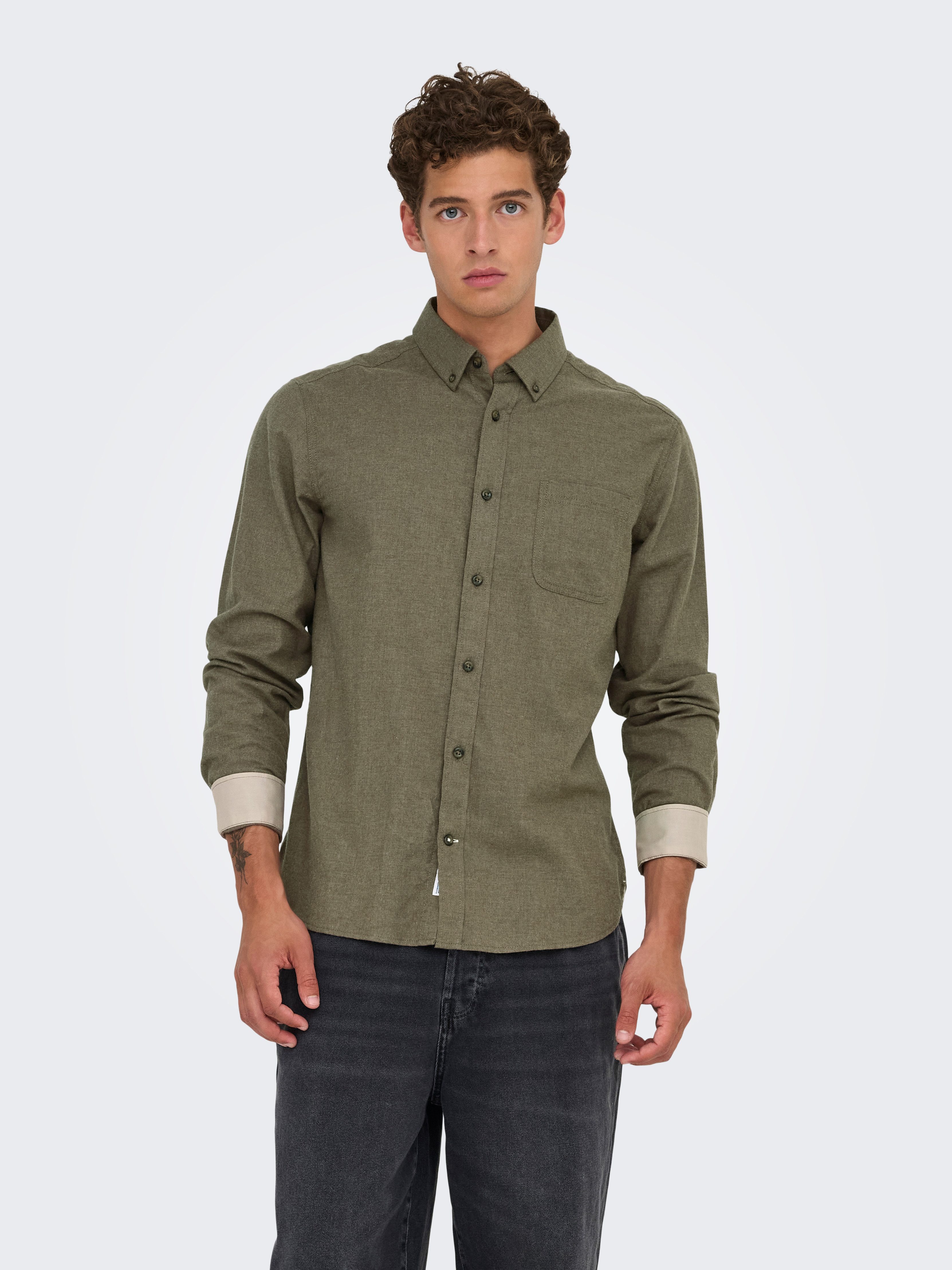 ONLY & SONS Langarmhemd ONSROAD LIFE REG MELANGE LS SHIRT NOOS günstig online kaufen