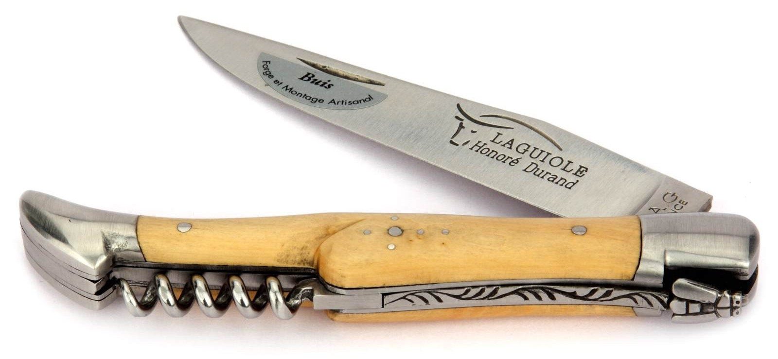Laguiole Honoré Durand Taschenmesser 1LA212IM2ASM12BUI0, Griff 12cm Buchsbaum - Feder verziert - Консервные ножи - Stahl satiniert