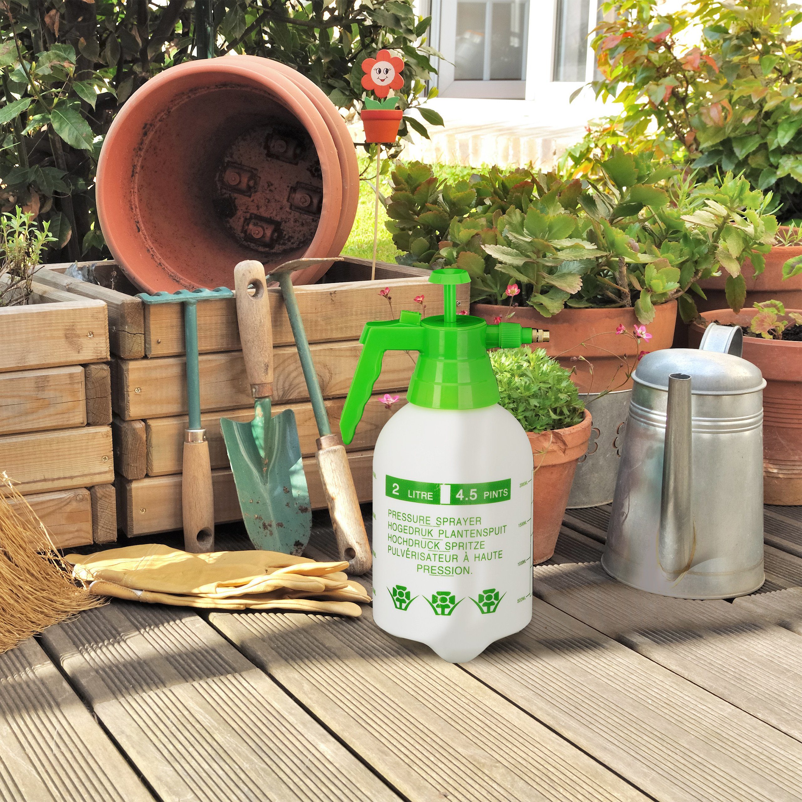 relaxdays Drucksprühgerät Drucksprüher 2 Liter grün, (1-tlg) – Bild 2 von 5