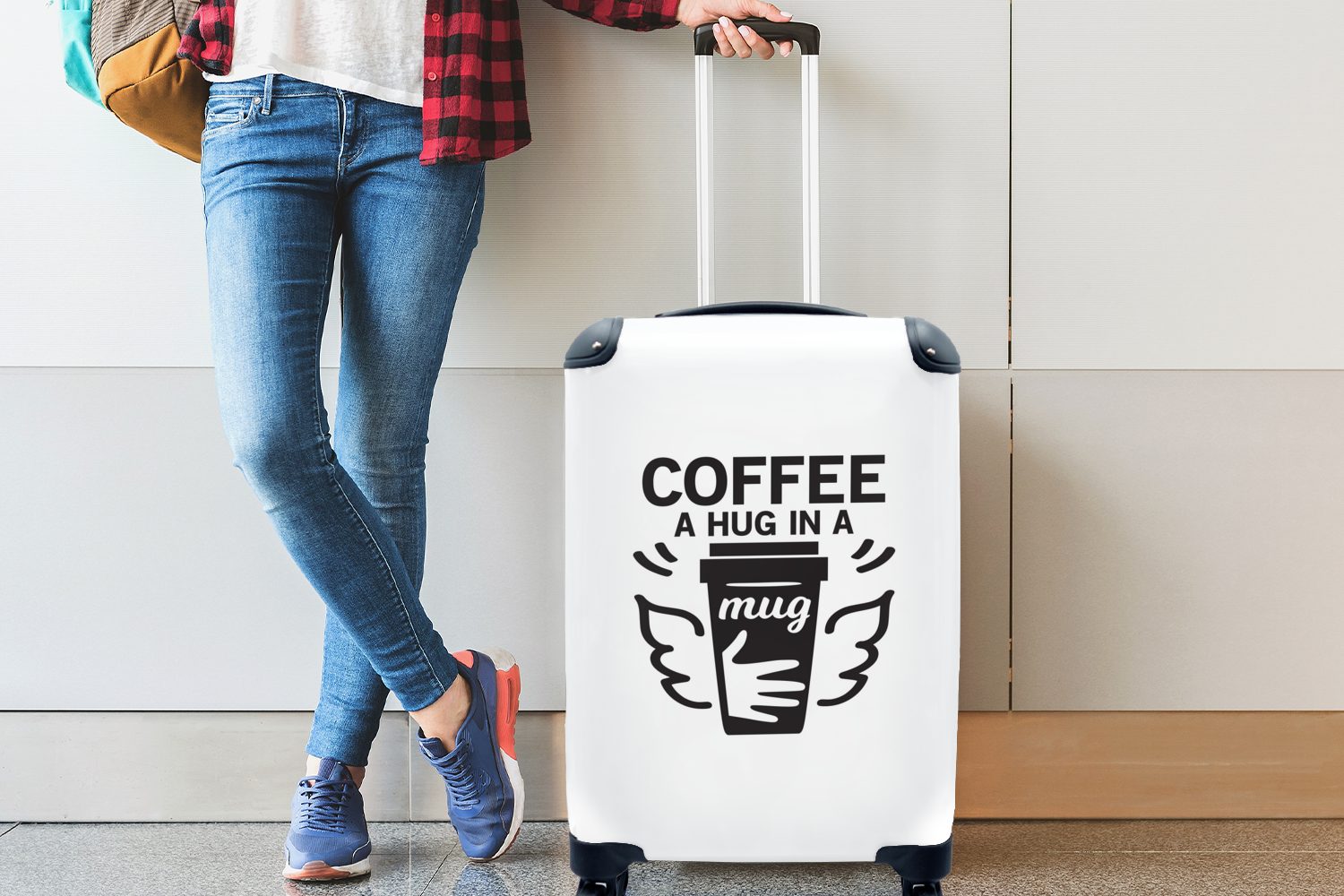 Ferien, für einer Handgepäck in Sprichwörter - Umarmung eine Reisekoffer Kaffee Kaffee MuchoWow Trolley, 4 Handgepäckkoffer - - Zitate Tasse, Rollen, rollen, Reisetasche mit