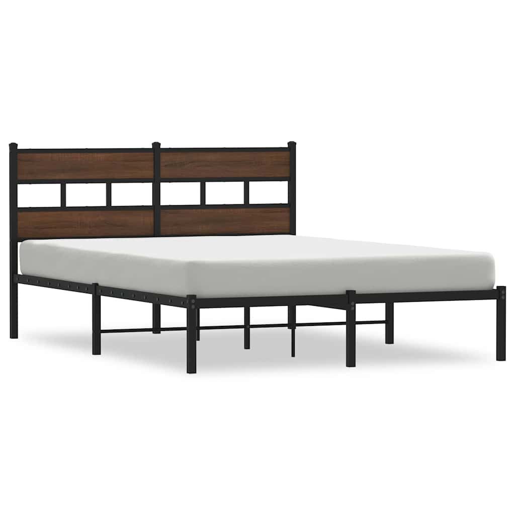 vidaXL Bett Bettgestell ohne Matratze mit Kopfteil Braun Eiche 140x200 cm günstig online kaufen