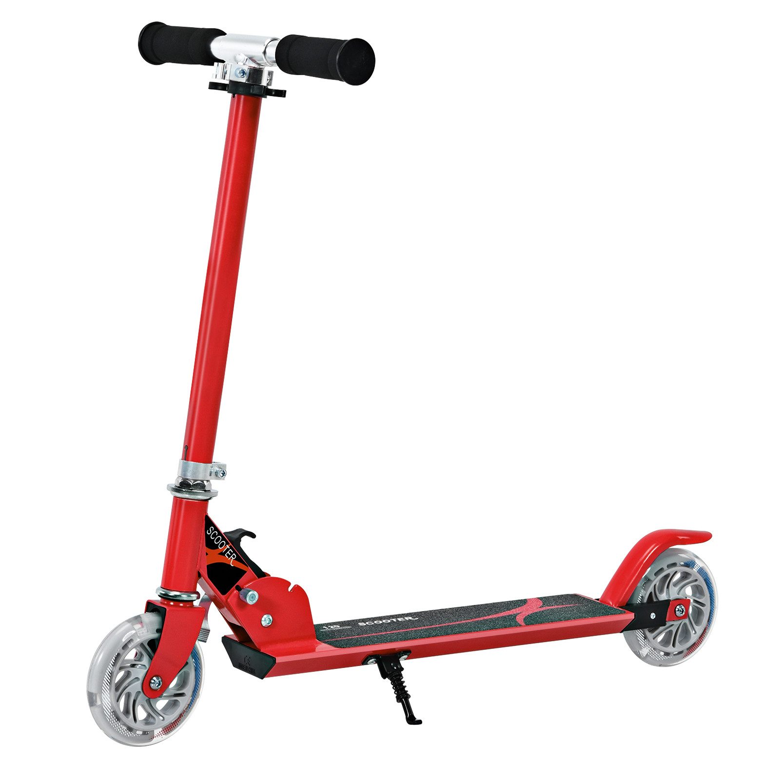 COSTWAY Scooter Kinder Cityroller, Aluminium, höhenverstellbar, klappbar, mit 2 LED Räder