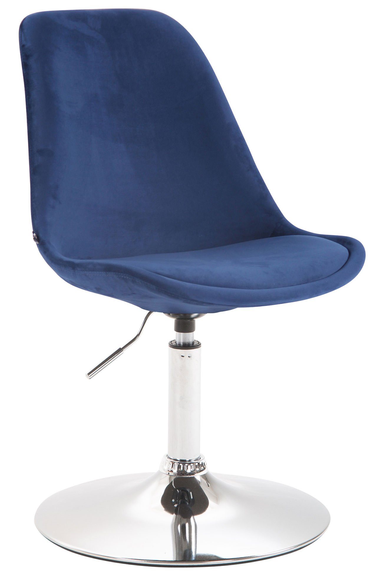 TPFLiving Esszimmerstuhl Mavic mit hochwertig gepolsterter Sitzfläche - Konferenzstuhl (Küchenstuhl - Esstischstuhl - Wohnzimmerstuhl - Polsterstuhl), Gestell: Metall chrom - Sitzfläche: Samt blau