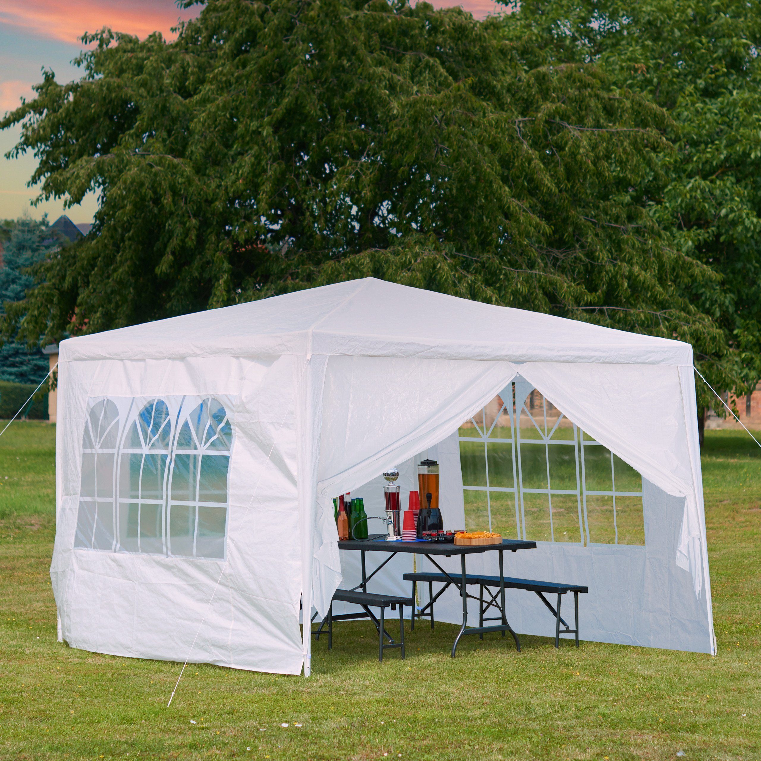 Thumbnail - relaxdays Pavillonseitenteil Weiße Pavillon Seitenwand 4er Set, 300x200 cm
