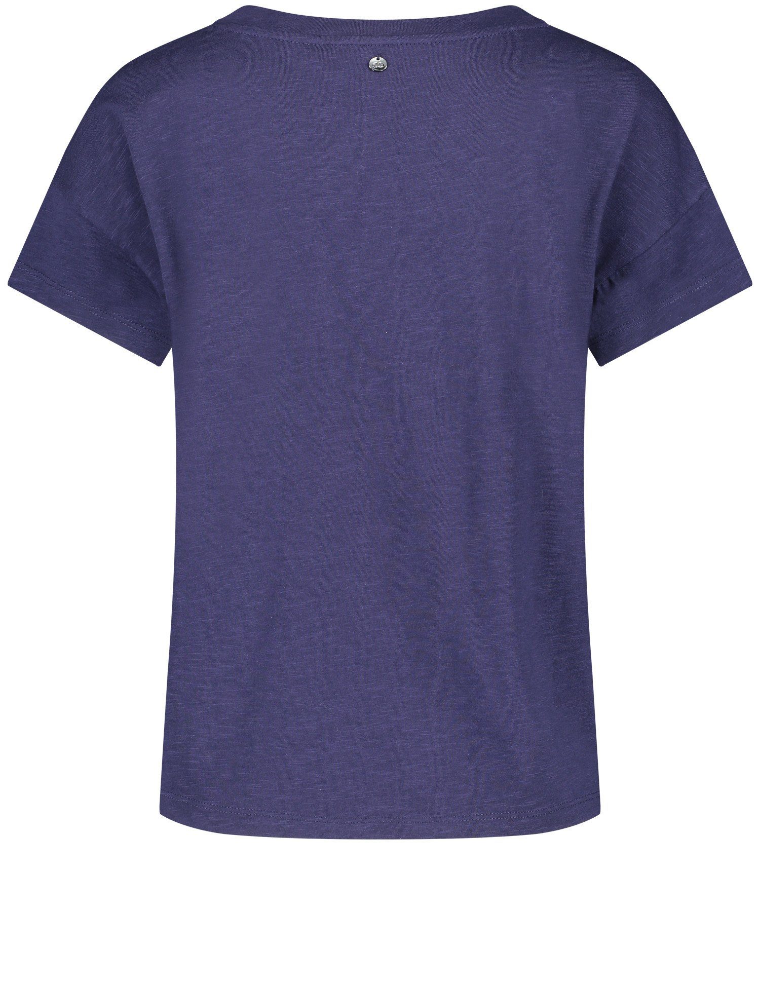 GERRY WEBER Kurzarmshirt T-Shirt Häkel-Look Brusttasche mit im Blueberry