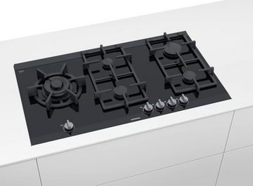 SIEMENS Gas-Kochfeld iQ700 ER9A6SD70, Dual-Wokbrenner, Topfträger aus Gusseisen, Glaskeramikoberfläche