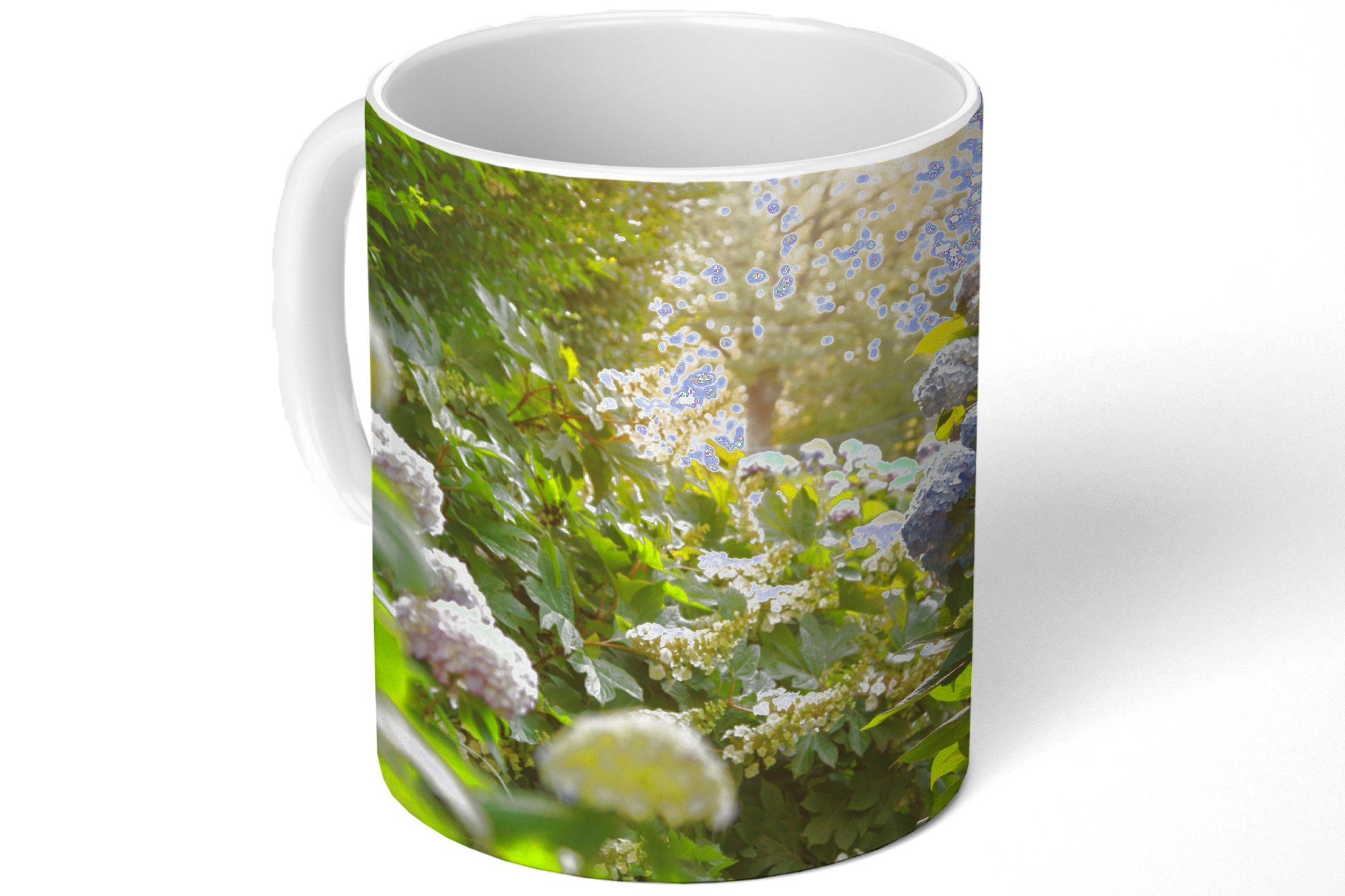 Teetasse, Becher, Geschenk MuchoWow Kaffeetassen, im Keramik, Tasse Teetasse, Hortensien Gelbe Garten,