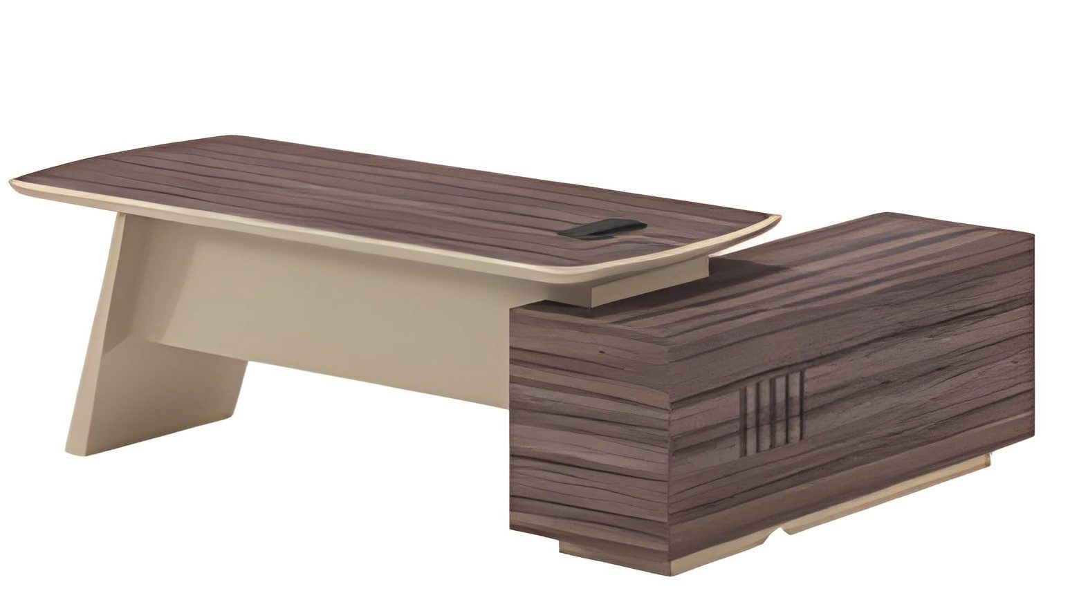Xlmoebel Eckschreibtisch Eckschreibtisch Beige-Braun Holzoptik mit Ablagefläche von XLMOEBEL, Made in Europa