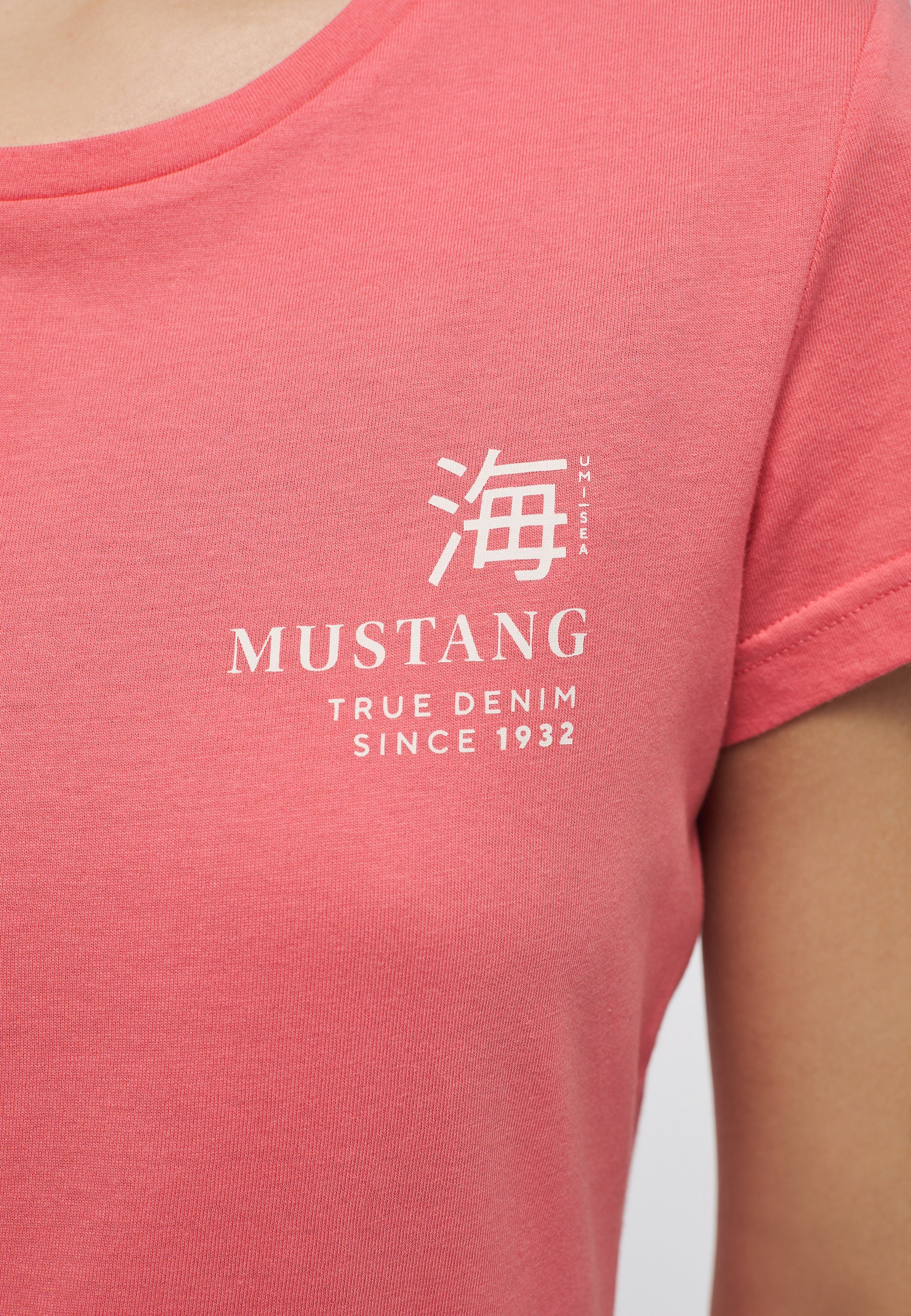 T-Shirt Mustang dunkelrosa T-Shirt Kurzarmshirt MUSTANG