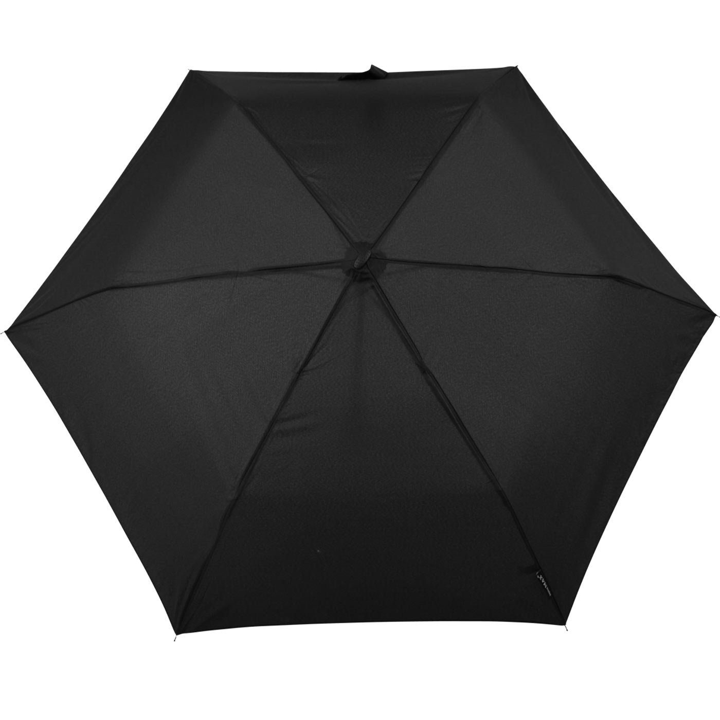 Schirm, leichter Reisegepäck perfekt Flat miniMAX® Impliva für Taschenregenschirm flacher schwarz das
