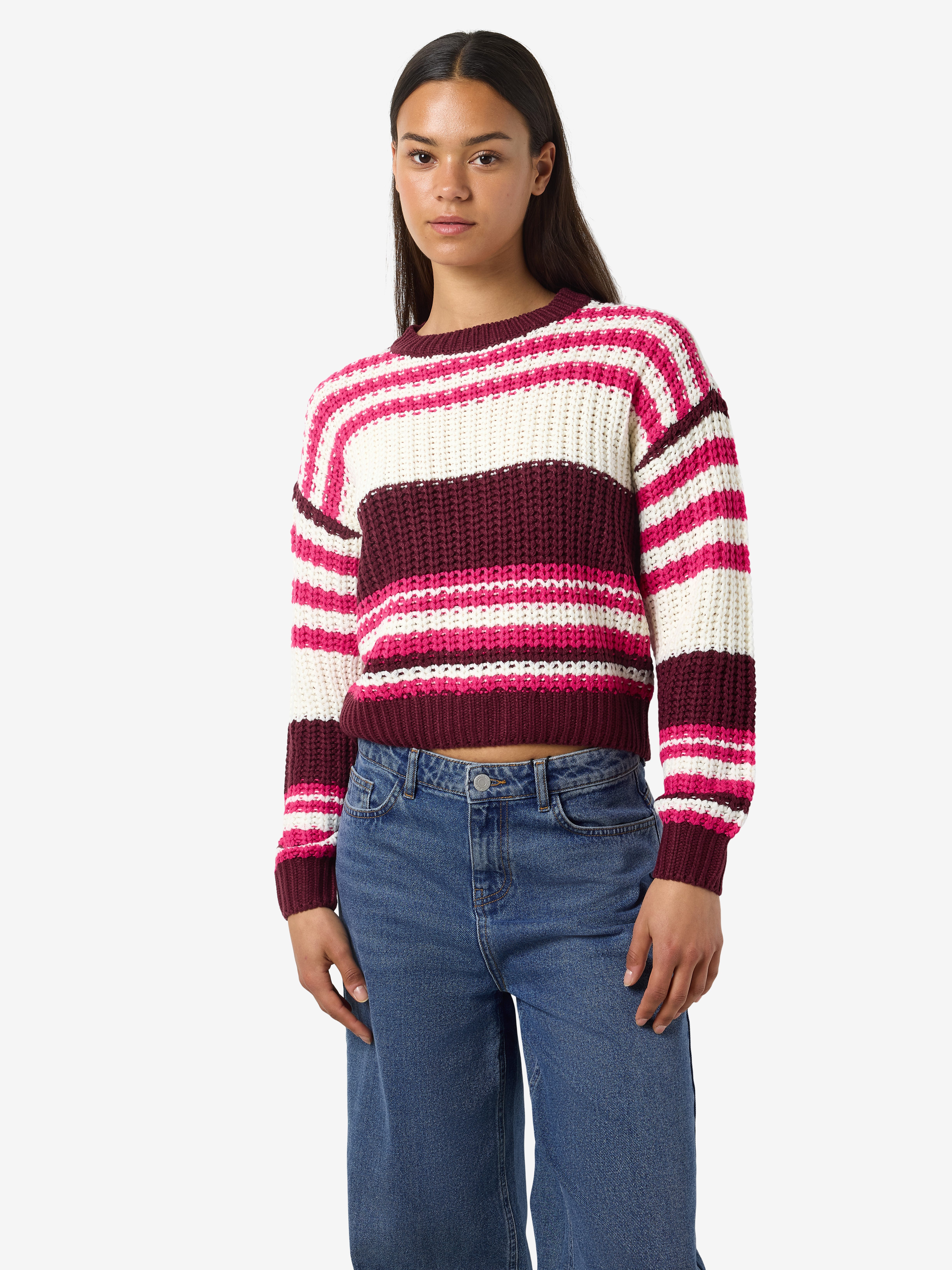 Noisy may Strickpullover NMCHARLIE L/S O-NECK KNIT NOOS kurze Form günstig online kaufen