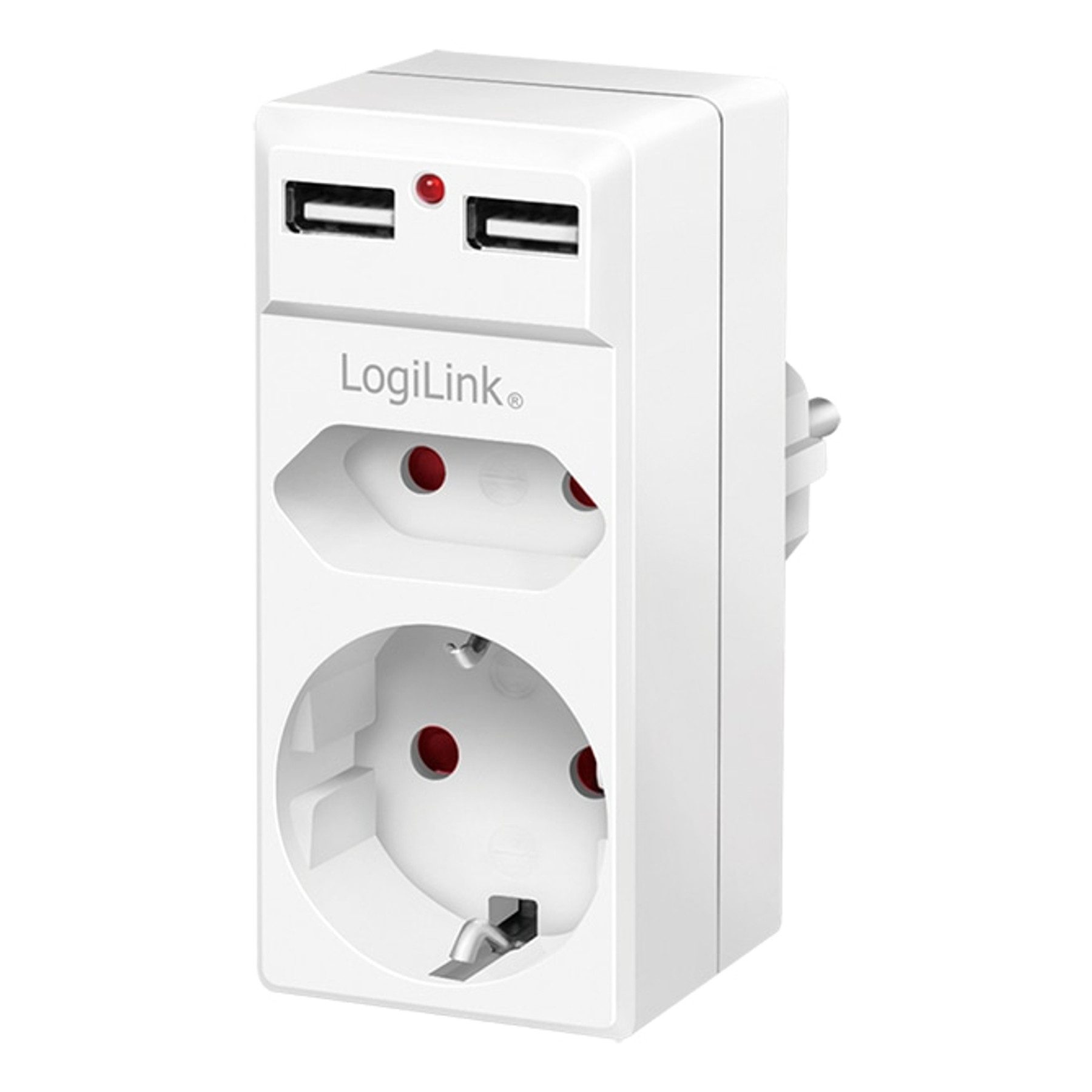 USB-Verteiler LOGILINK Steckdosenadapter PA0276, 2x USB