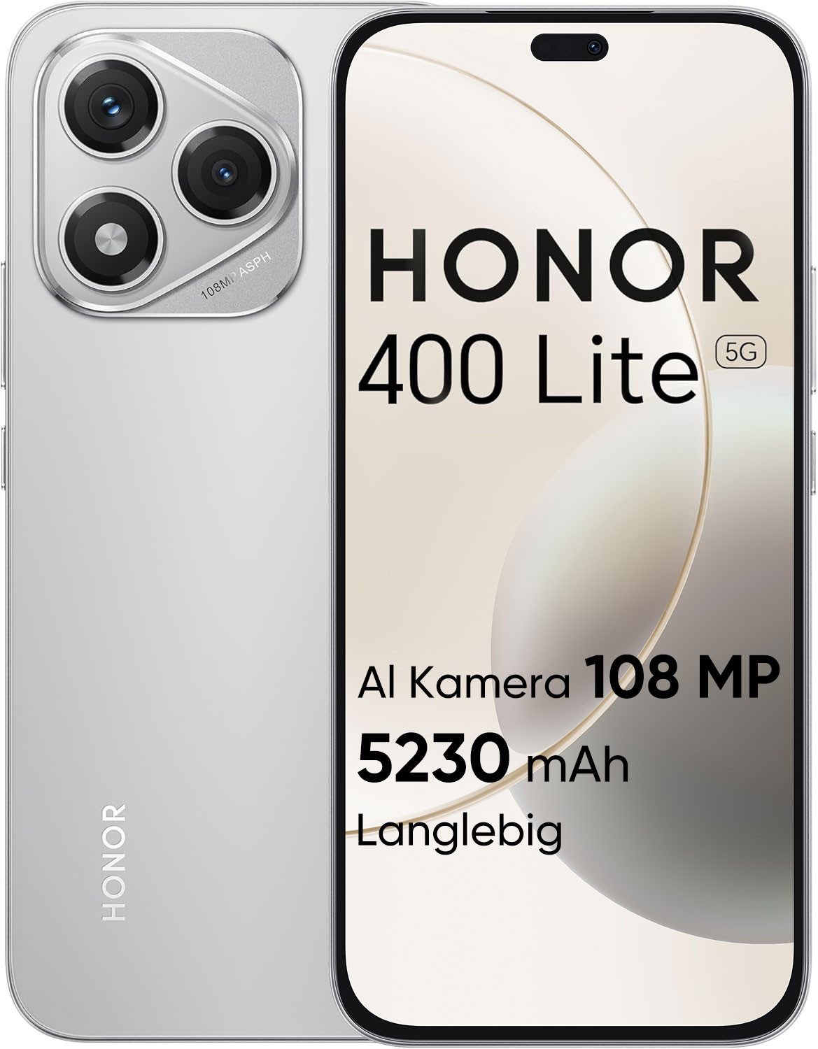 Honor HONOR 400 Lite 5G Handy, 12 GB RAM + 256 GB Speicher, Android 15 Smartphone (17,01 cm/6,7 Zoll, 256 GB Speicherplatz, 108 MP Kamera)