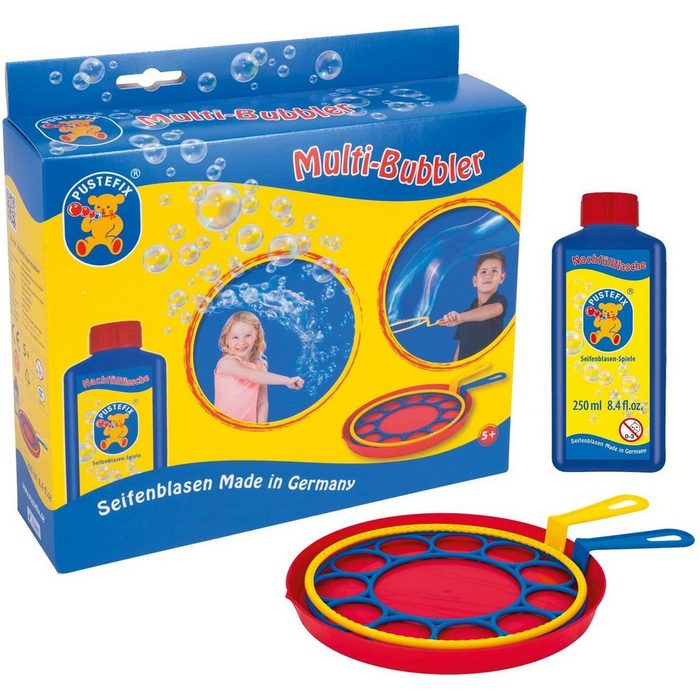 PUSTEFIX Seifenblasenspielzeug Multi-Bubbler mit 250 ml Seifenblasen-Flüssigkeit