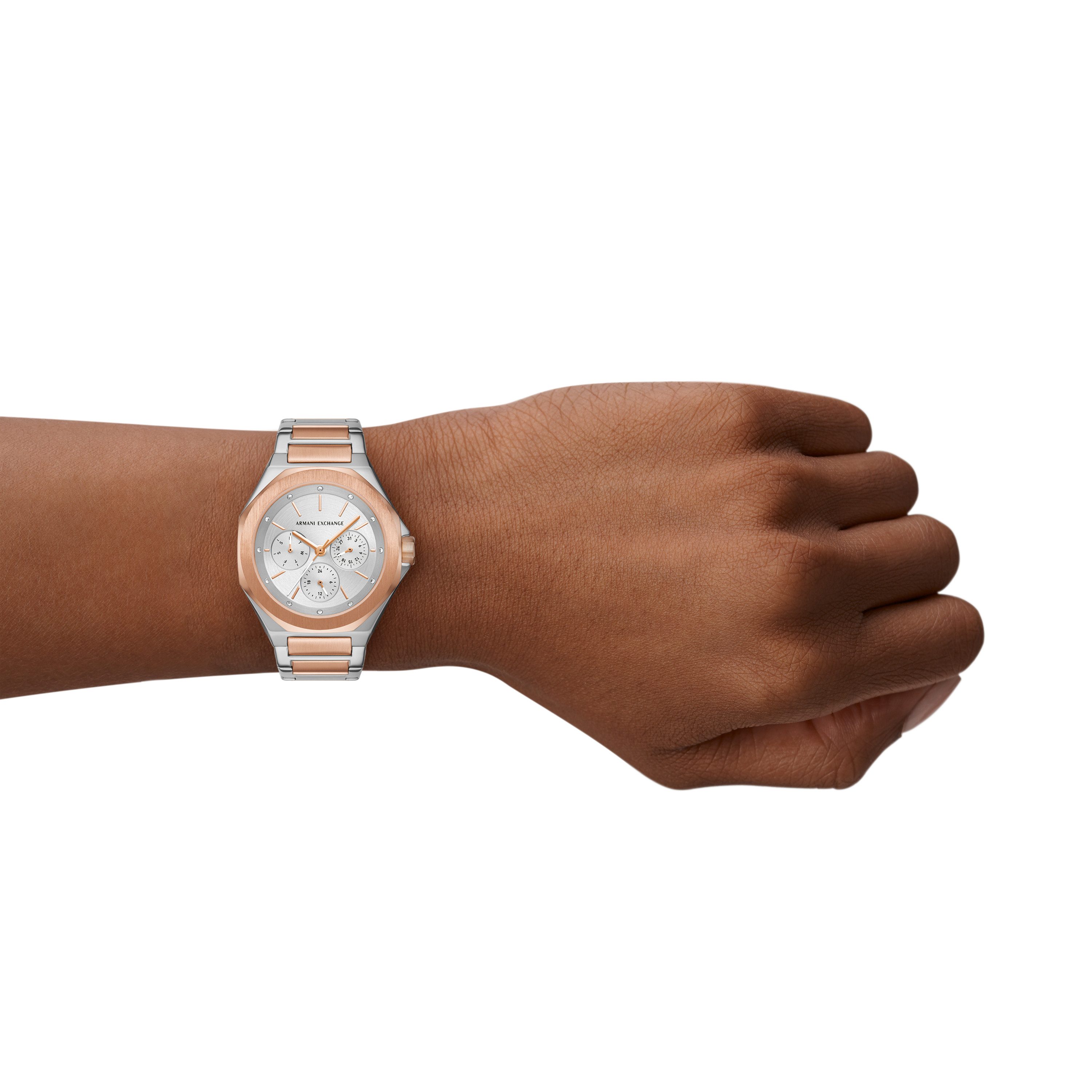 ARMANI EXCHANGE Multifunktionsuhr AX4623, Quarzuhr, Armbanduhr, Damenuhr, Edelstahlarmband, analog, Tag