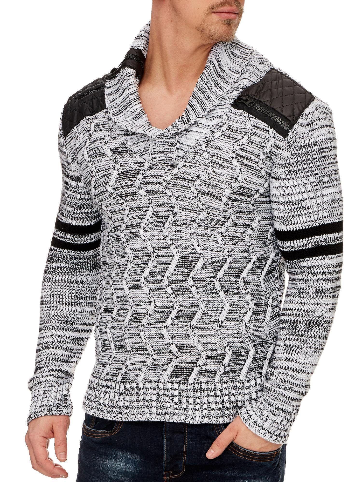 Tazzio V-Ausschnitt-Pullover, Strickpullover 16402 modischer und angesagter Strick Pullover