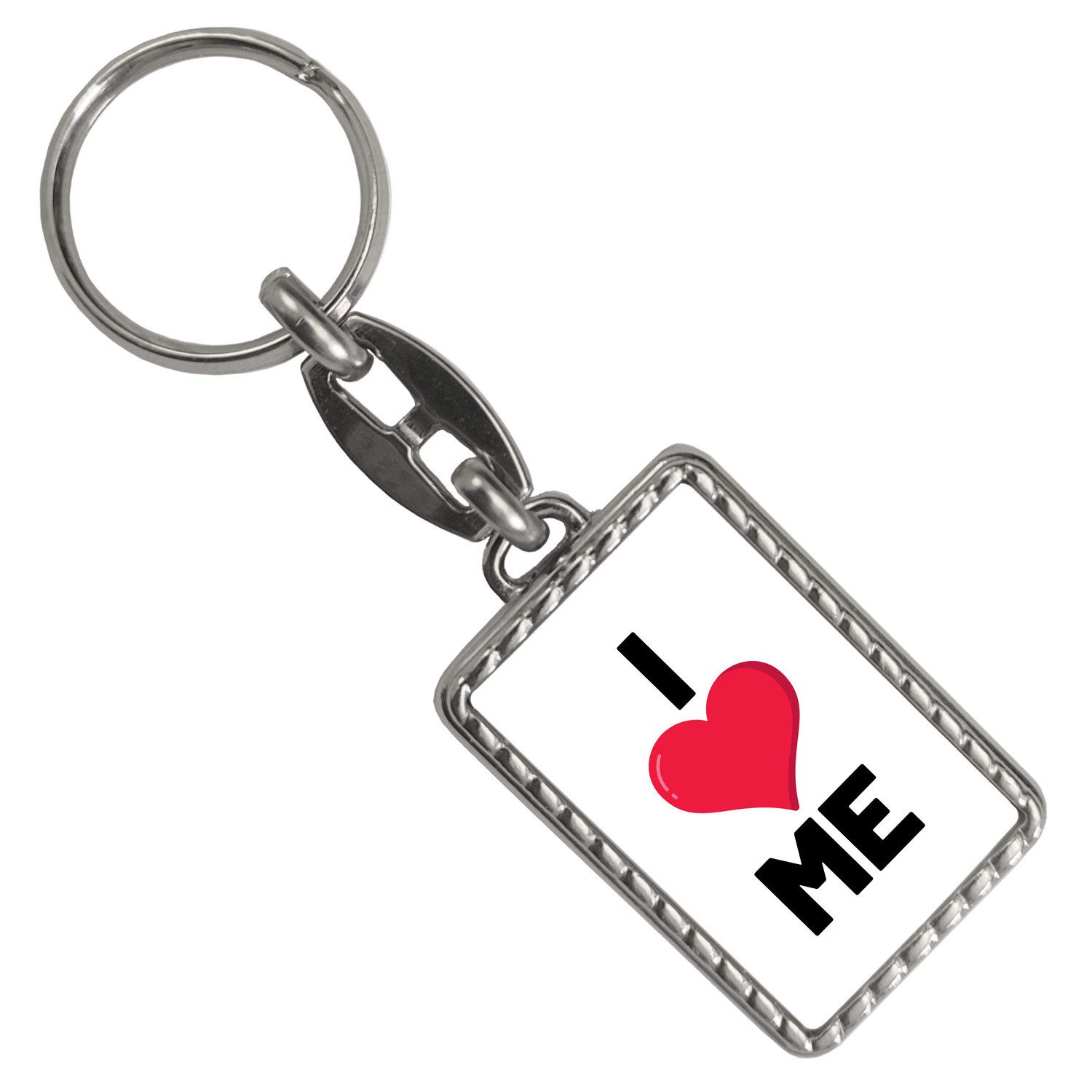 Schlüsselanhänger I love me Herz Schlüsselanhänger mit Bordüre für Selbstverliebte