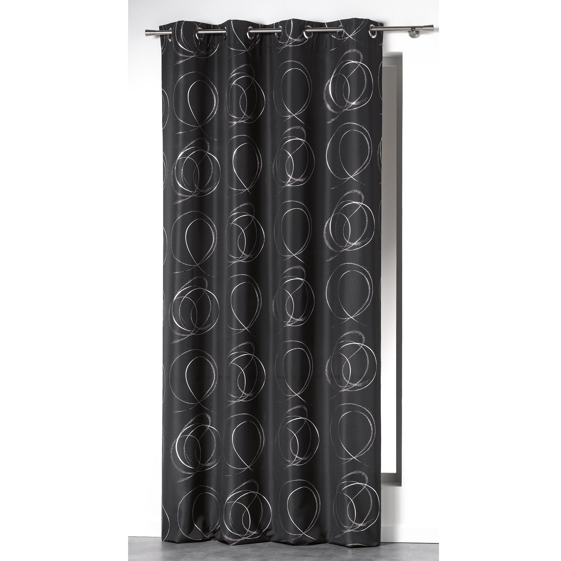 Vorhang, dynamic24, Ösen, halbtransparent, Ösenschal 140x260cm Gardine Schal bedruckt halbtransparent anthrazit