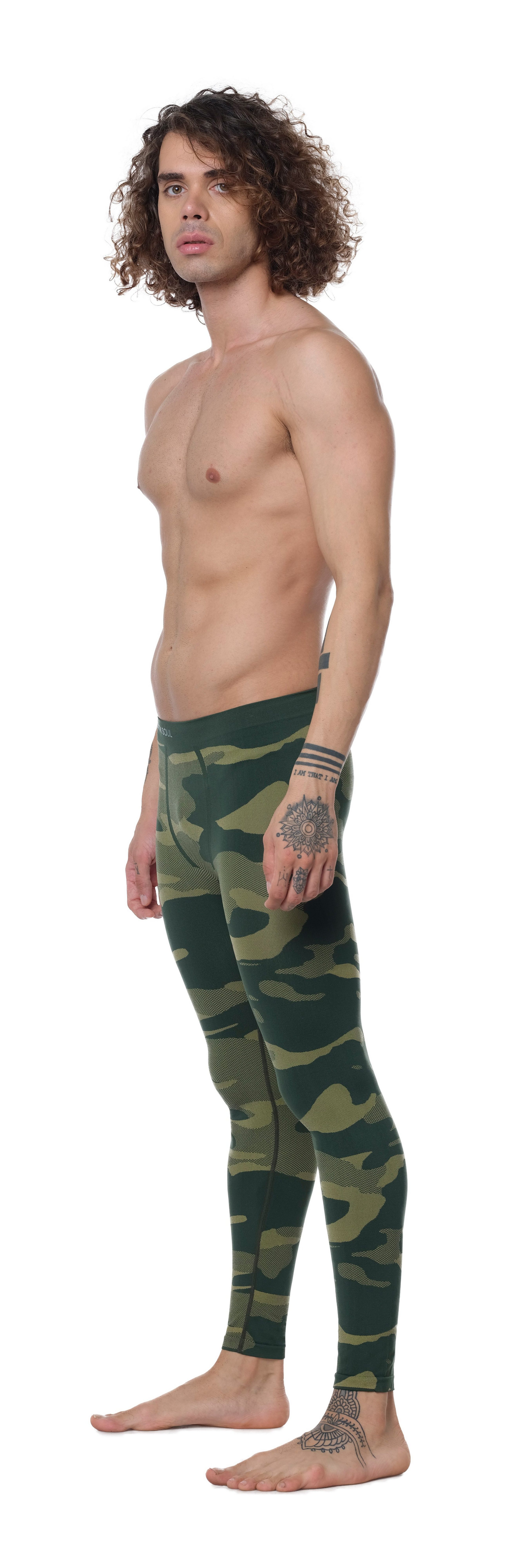 Stark Soul® Funktionshose - Camouflage, Seamless, Thermo-Funktionsunterwäsche, Herren mit elastischem Bund