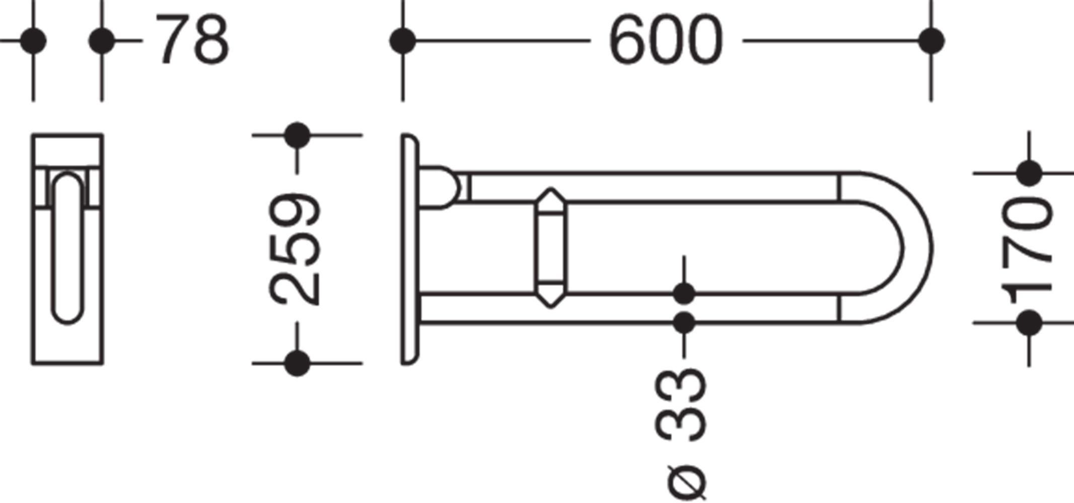 HEWI Stützklappgriff HEWI Stützklappgriff 801.50.200 L:600mm reinweiß, belastbar bis 100 kg