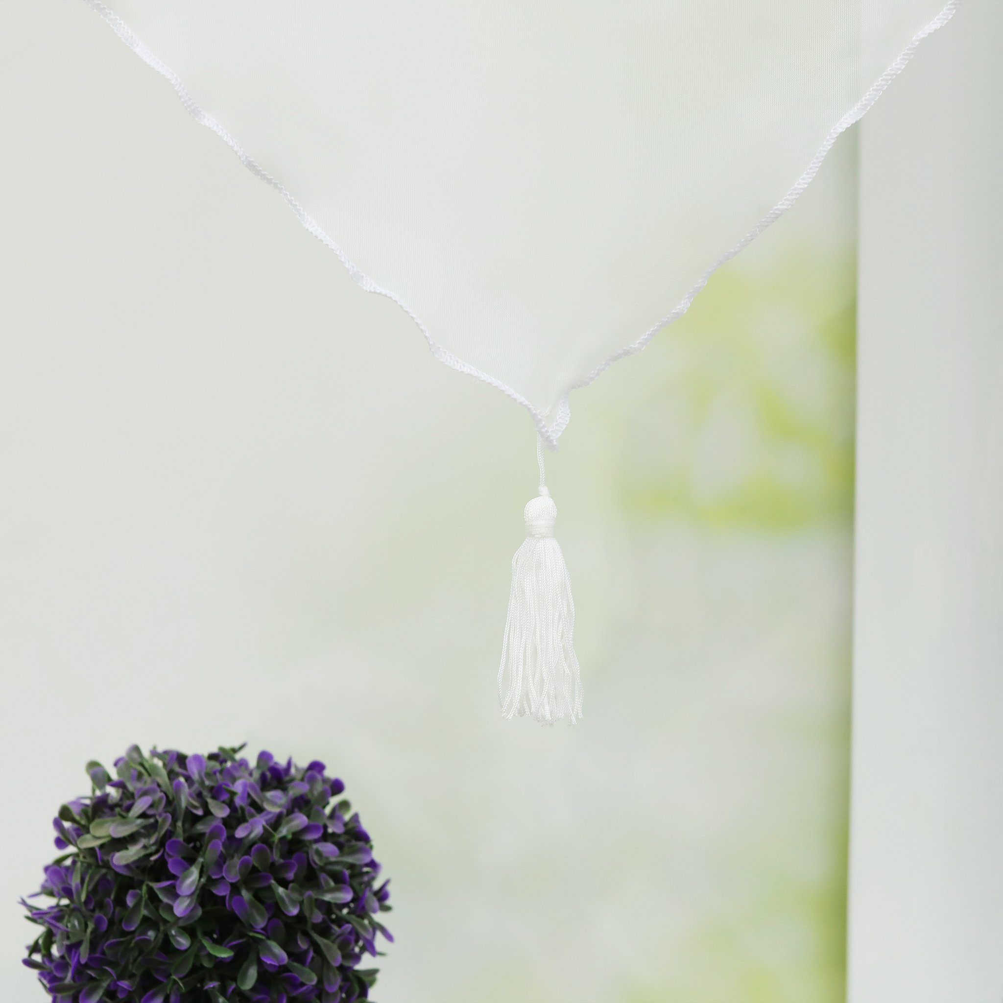 Delien Scheibengardine Uni (2 St), Schlaufen, Voile mit Quaste