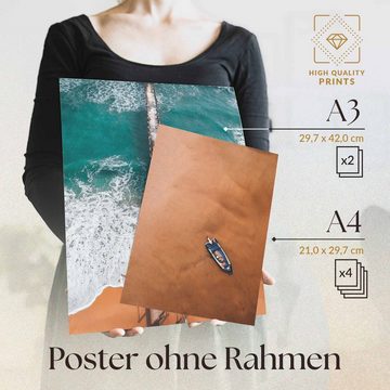Heimlich Poster Set als Wohnzimmer Deko, Bilder DINA3 & DINA4, Strand und Meer, Landschaften