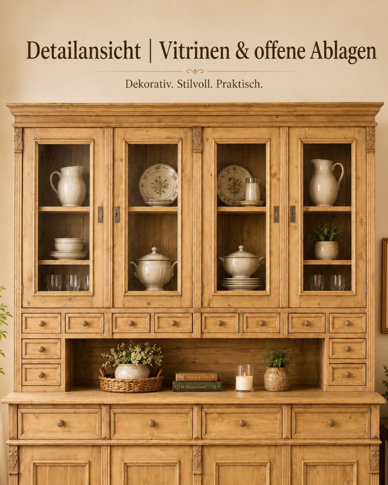 Wohnpalast Buffet Landhaus Buffet Schrank - Massivholz Kredenz