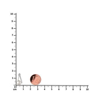 Schöner-SD Perlenohrringe Ohrstecker mit Süßwasserperle und Zirkonia Steg Element 925 Silber