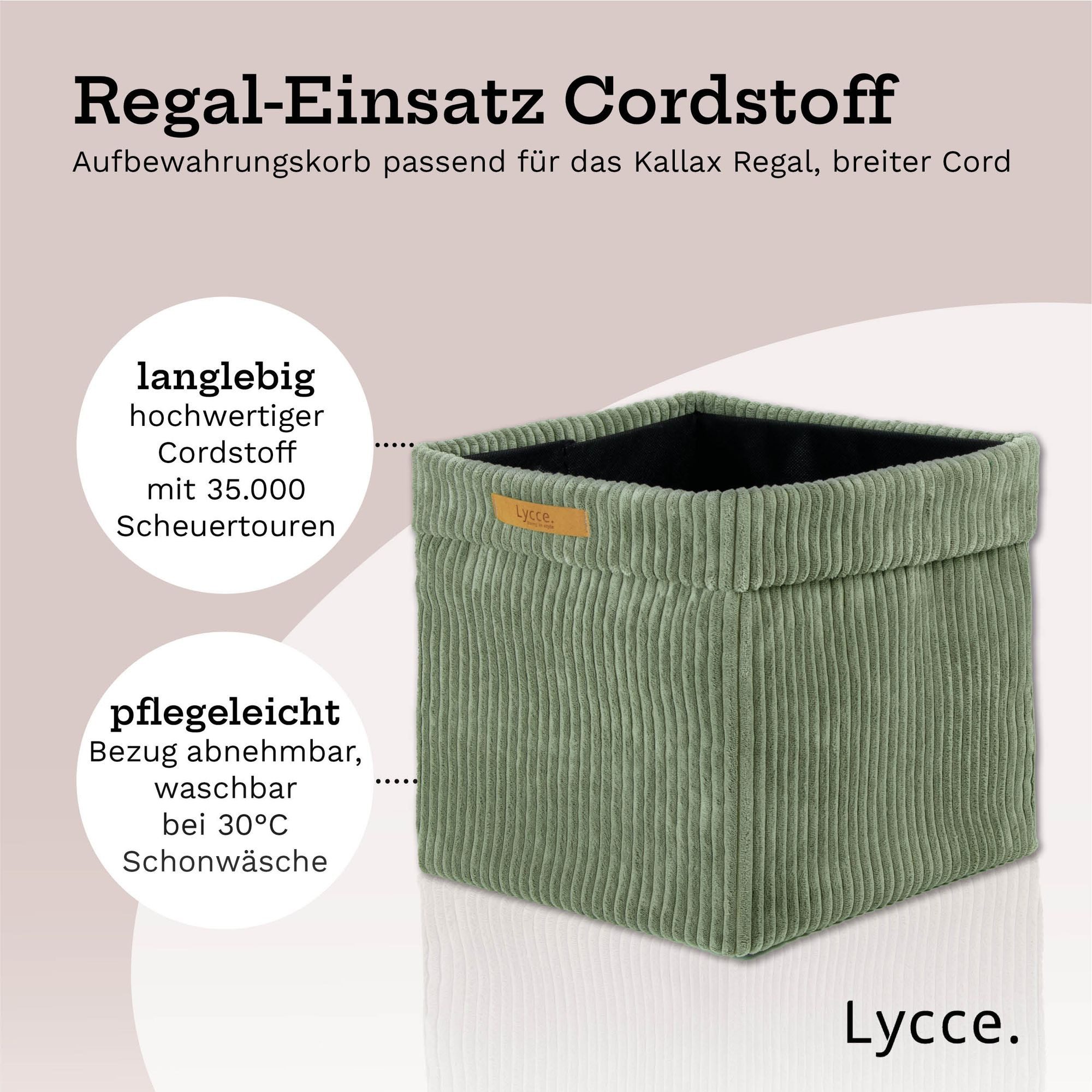 Lycce Regalkorb Kallax Boxen Cord 1 Stk. salbei, Aufbewahrungsbox faltbar 33x33x31cm (1 St)