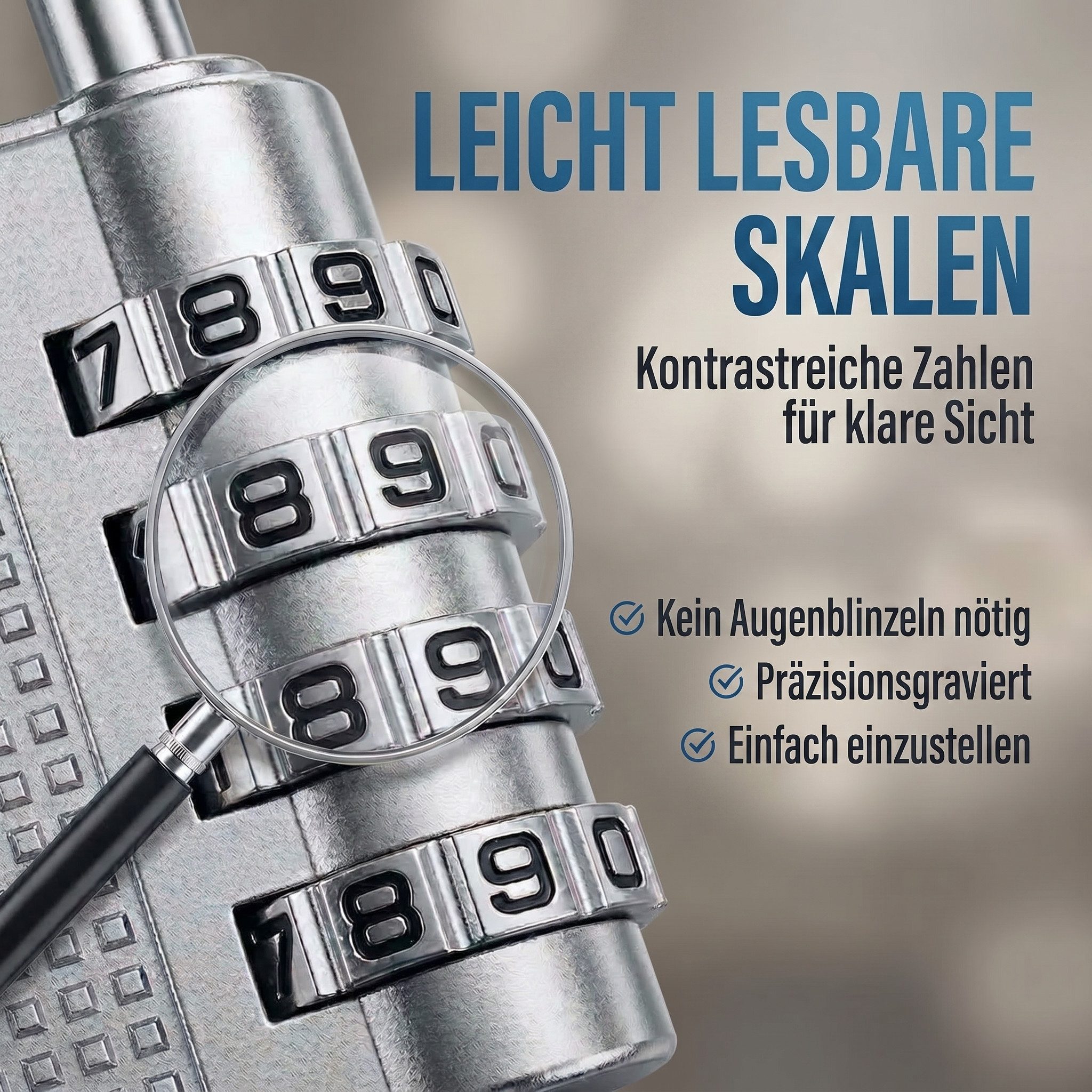 Goods+Gadgets Lenkrad-/Pedalsperre Zahlenbügelschloss Reiseschloss – 3-stelliges Zahlenschloss für Gepäck (Vorhängeschloss), 3-stelligem Zahlencode – Bild 4 von 5